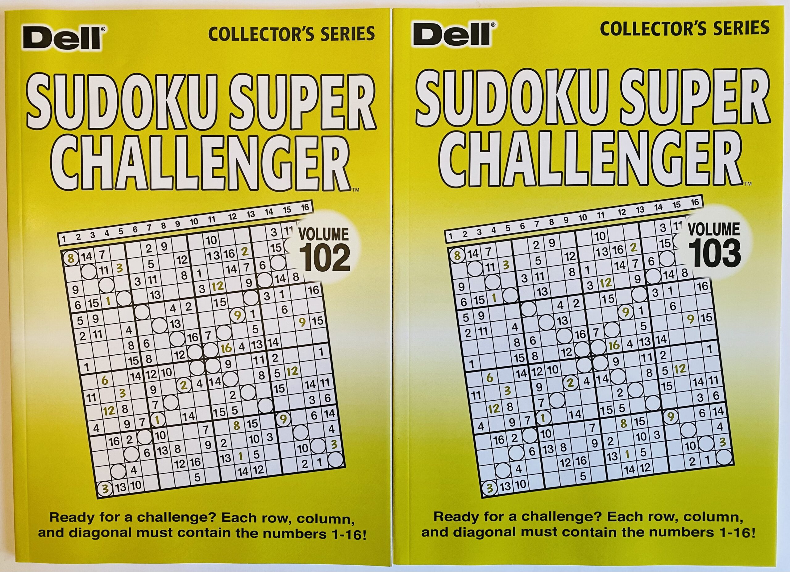 Issues 102 And 103 Of The Sudoku Super Challenger Sunday Size 16 Grid Puzzles By Penny Press Dell Collector s Series