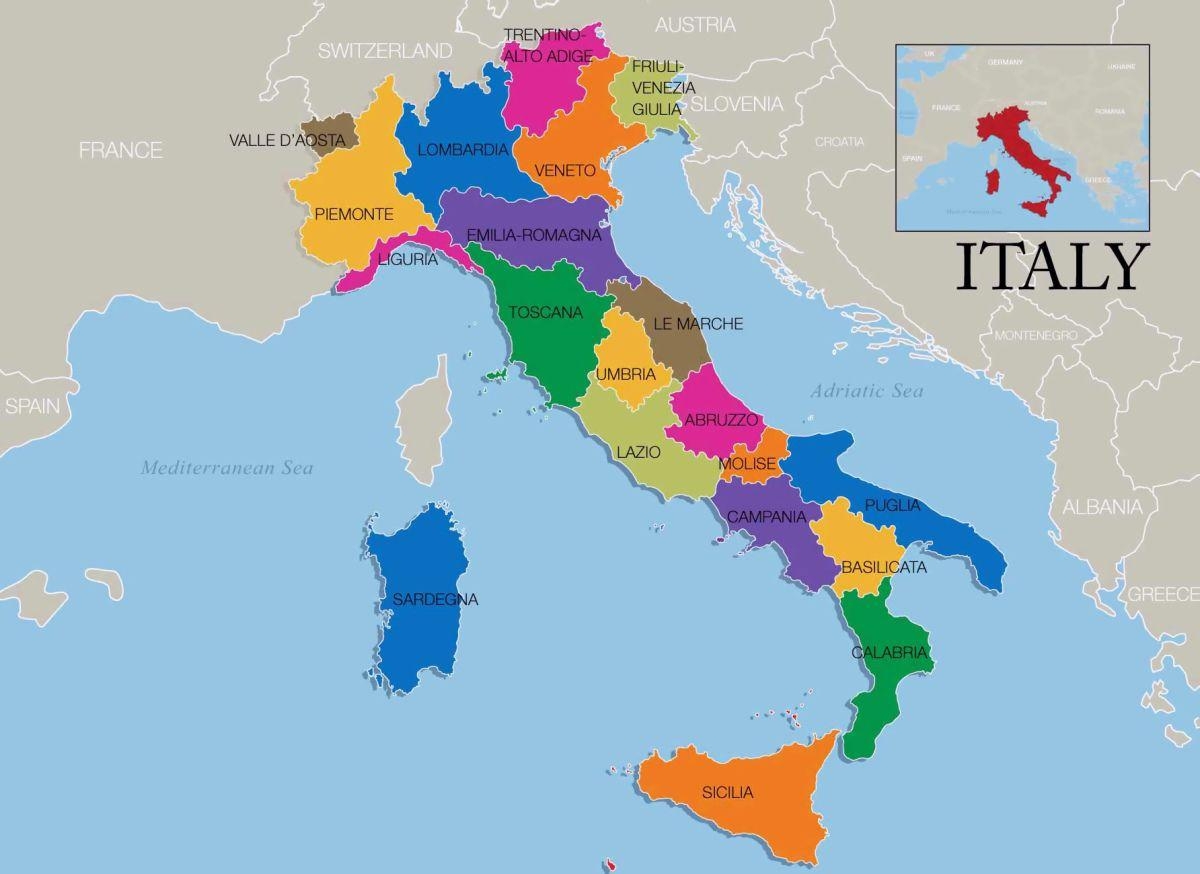 Italy Region Map Map Of Italy And Regions Southern Europe Europe 