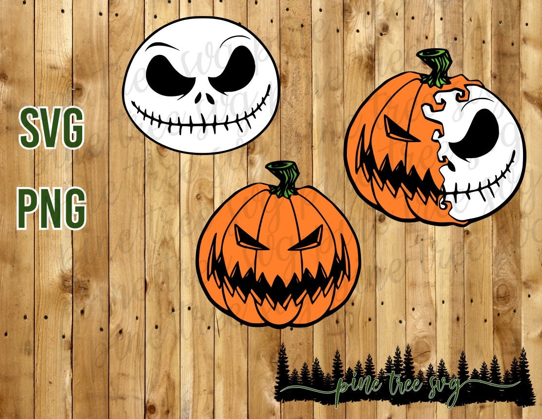 Jack Skellington Pumpkin Face SVG PNG Instant Download