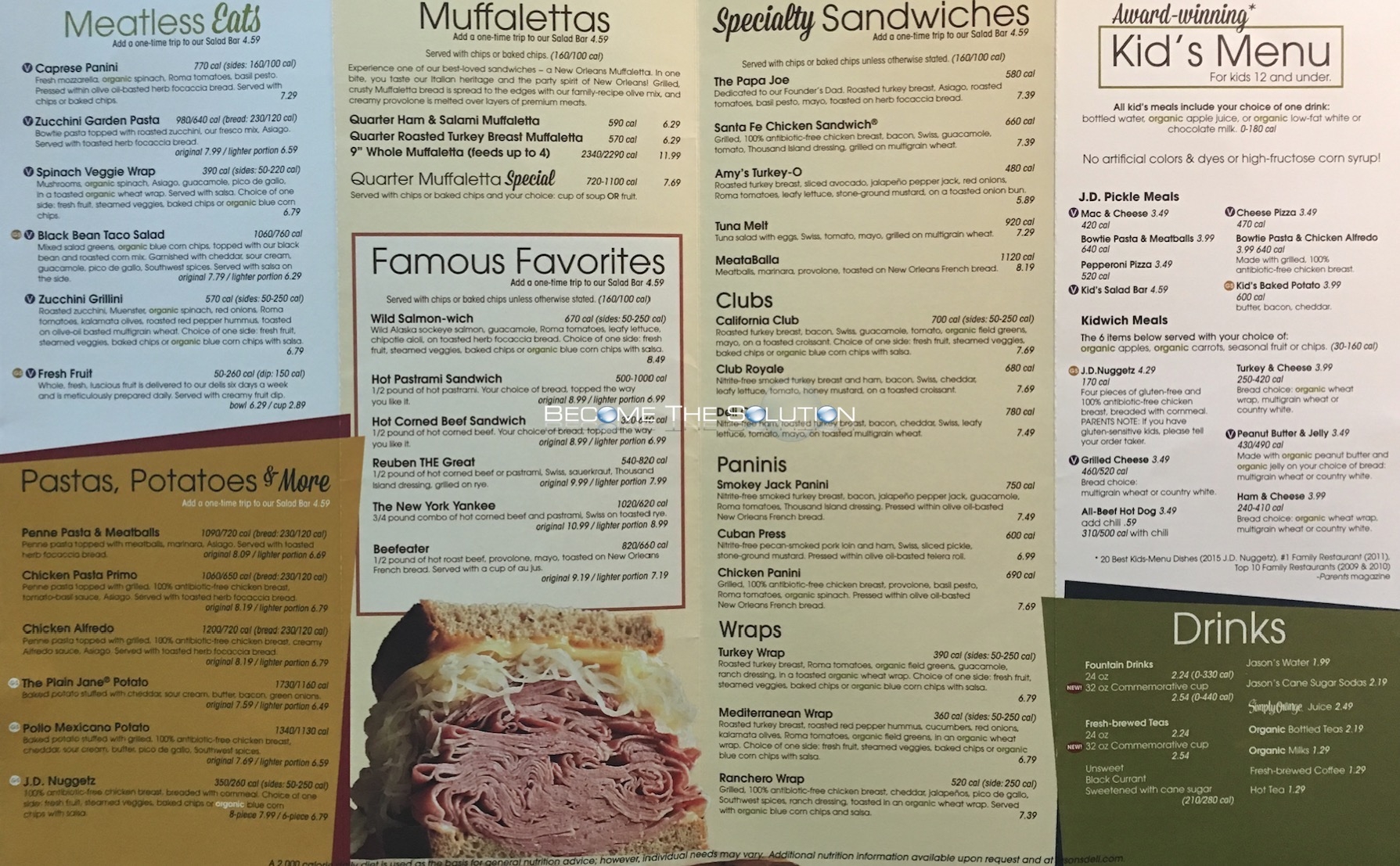 Jason s Deli Carry Out Menu Chicago Scanned Menu With Prices 