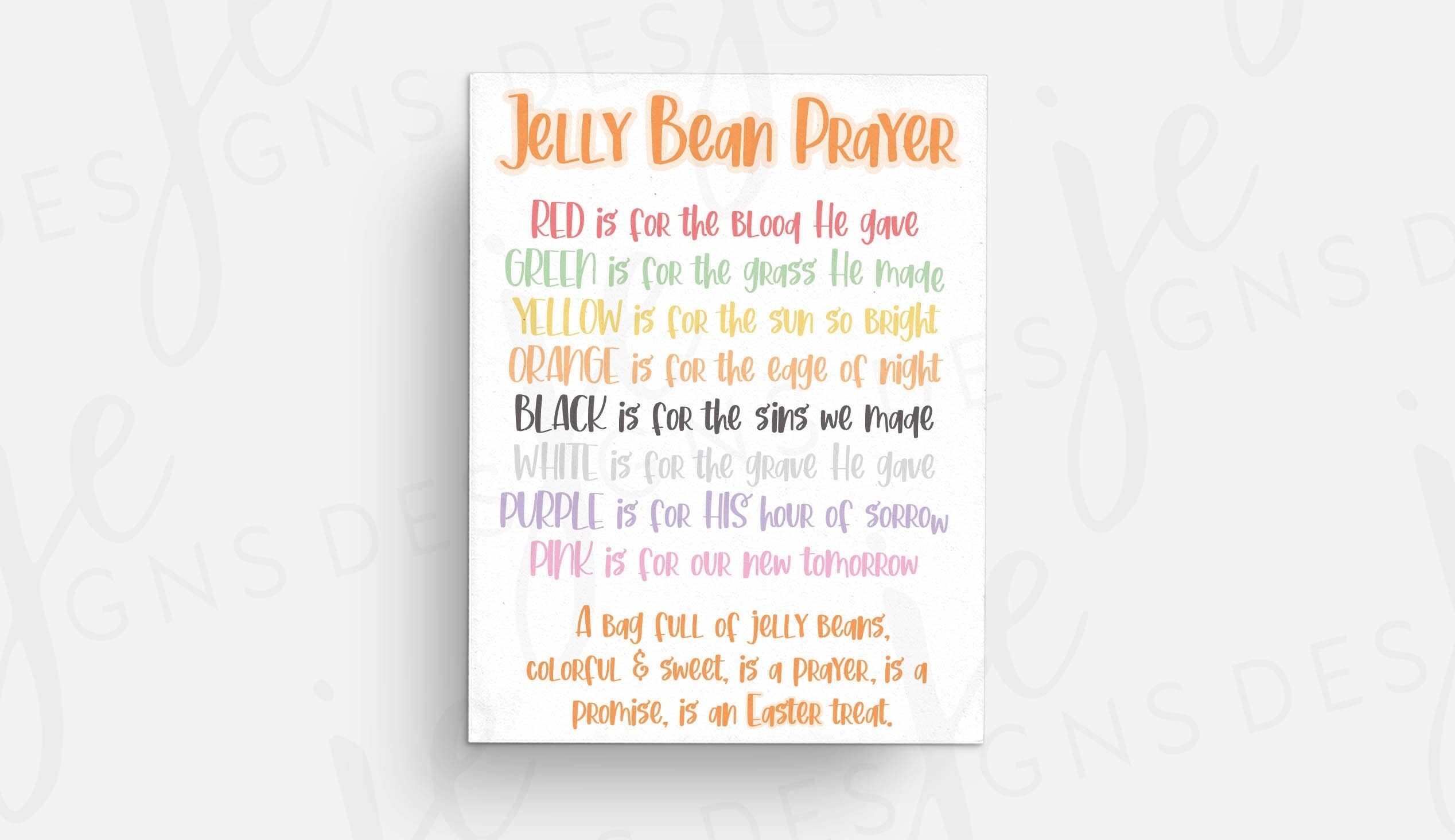 Jelly Bean Prayer Poem 3x4