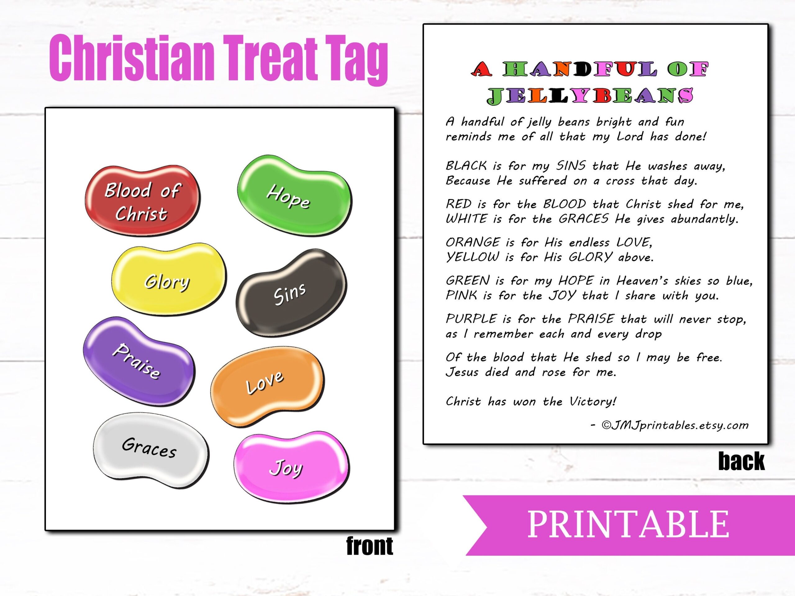 Jelly Bean Prayer Poem Christian U0026 Catholic Kid Easter Treat Bag Tags PRINTABLE Jesus Easter Basket Stuffer Sunday School Easter Treat Etsy Norway