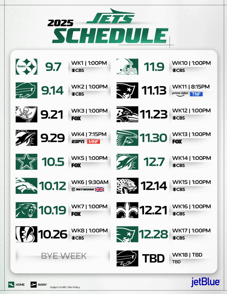 Jets Schedule New York Jets