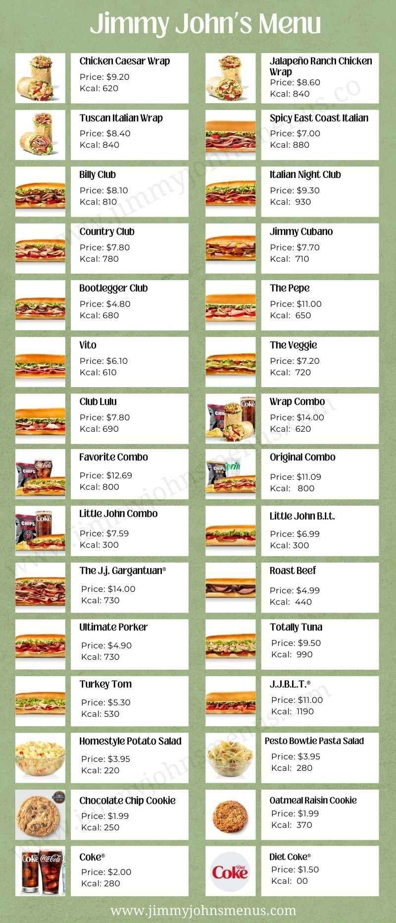 Jimmy John s Menu With Prices U0026 Picture August 14 2025