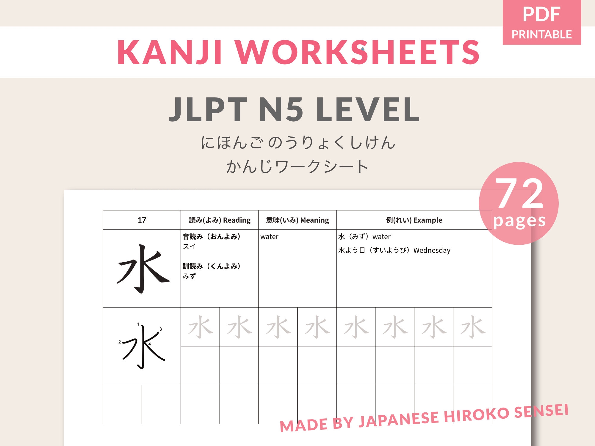 JLPT N5 Japanese Kanji Worksheets Etsy JLPT N5 Japanese Kanji Worksheets Etsy