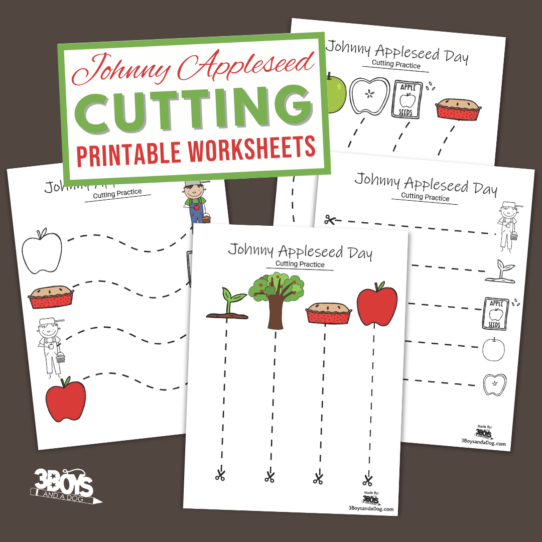 Johnny Appleseed Cutting Practice Sheets