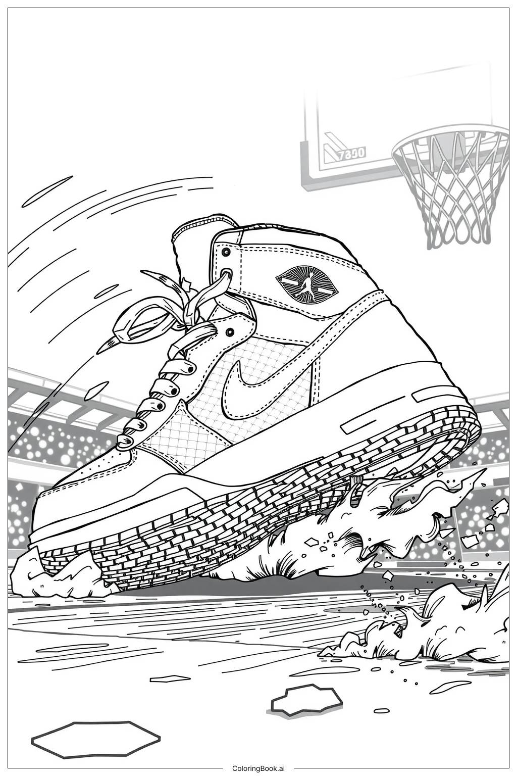 Jordan Shoes In Action Coloring Page Free PDFu0026PNG Printable 