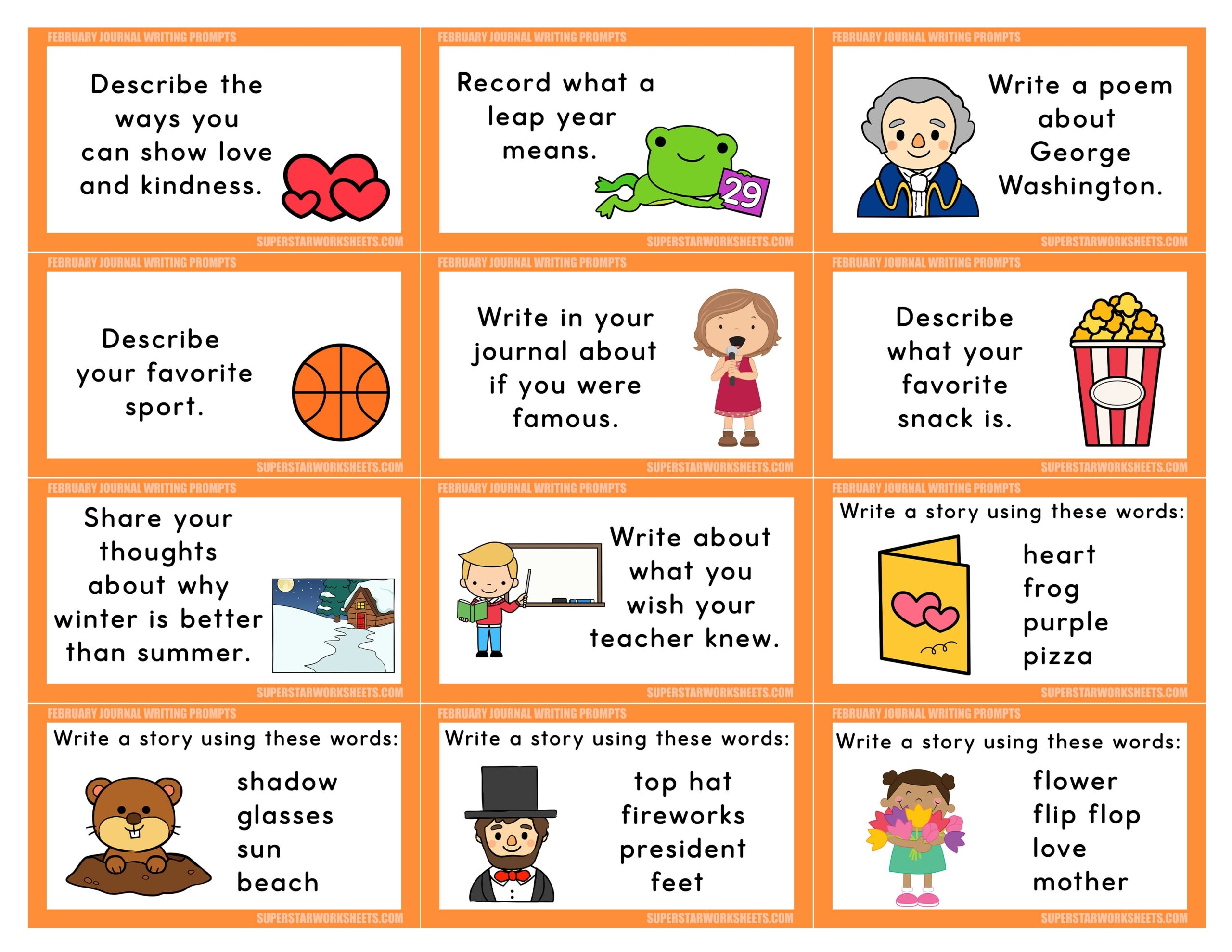 Journal Writing Prompts Superstar Worksheets