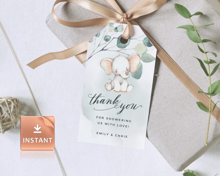 JOY Favor Tags Baby Shower Template Elephant Gift Tags Baby Gift Tags Thank You Tag Present Baby Thanks Favor Tags Baby Shower Favor Etsy