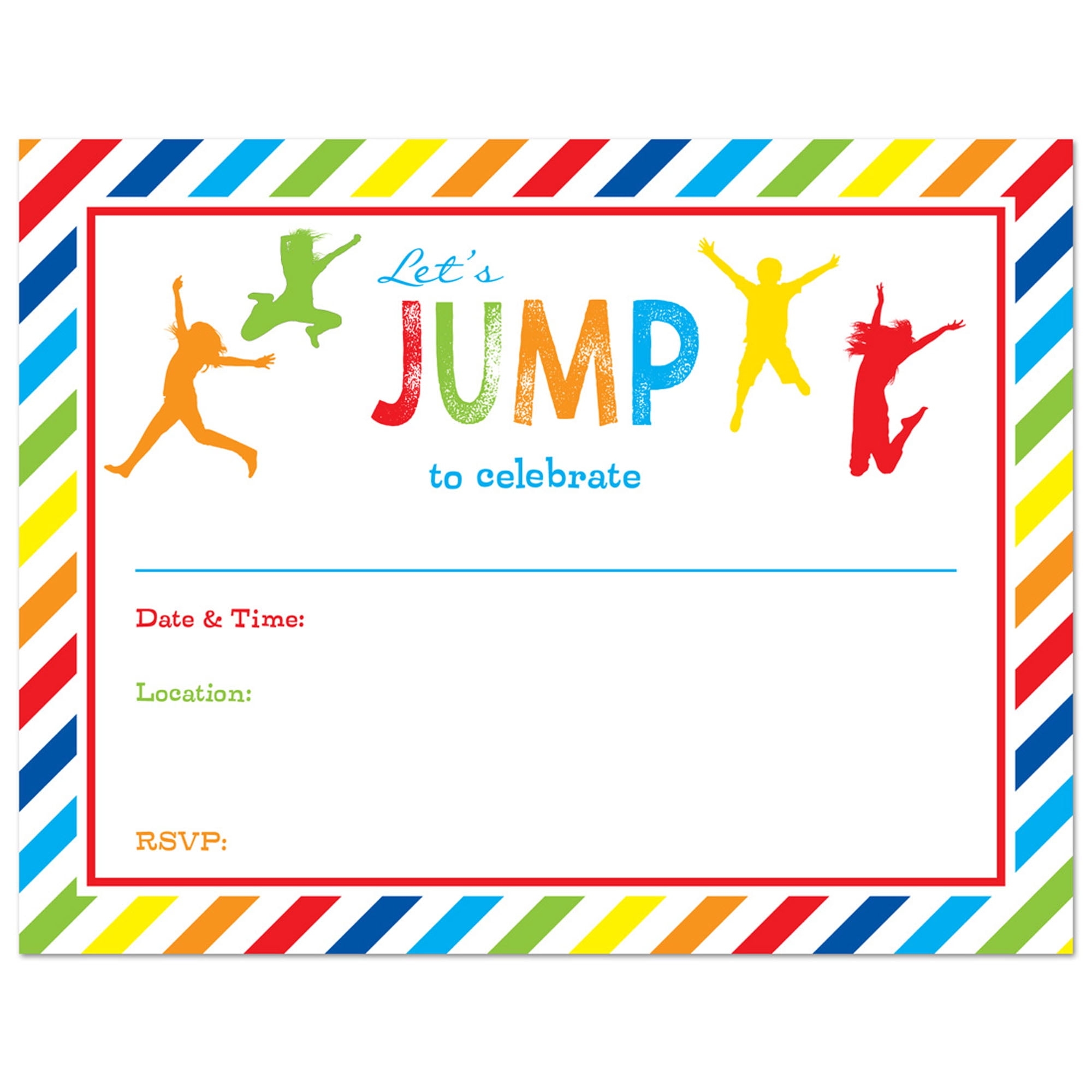 Jump Bounce And Trampoline Fill In Birthday Invitations And 