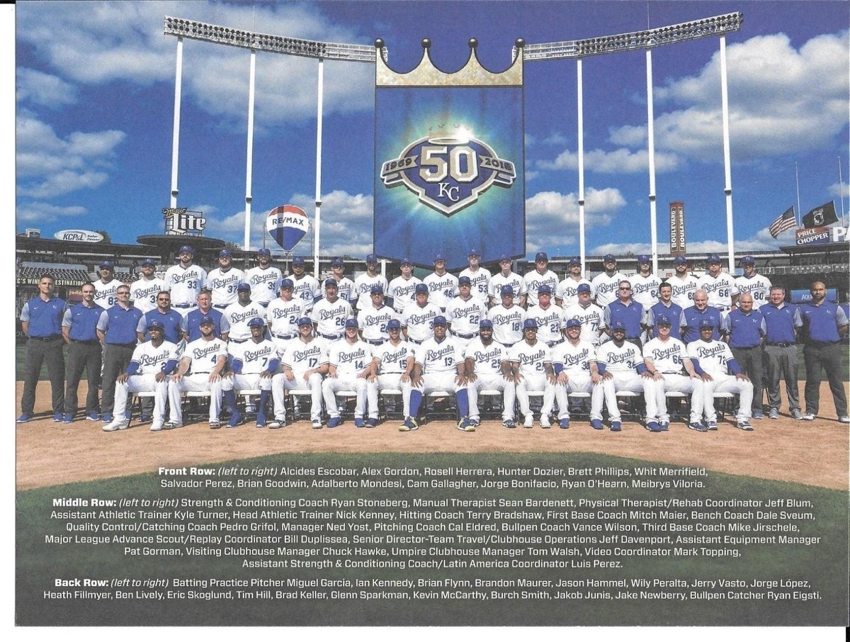 Kansas City Royals 2018 Team Photo U0026 2019 Schedule SGA 9 30 18 Perez Whit Gordon EBay