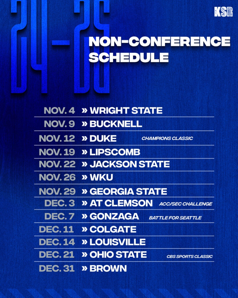 Kentucky Basketball Announces 2024 25 Non Conference Schedule Kentucky Basketball Announces 2024 25 Non Conference Schedule