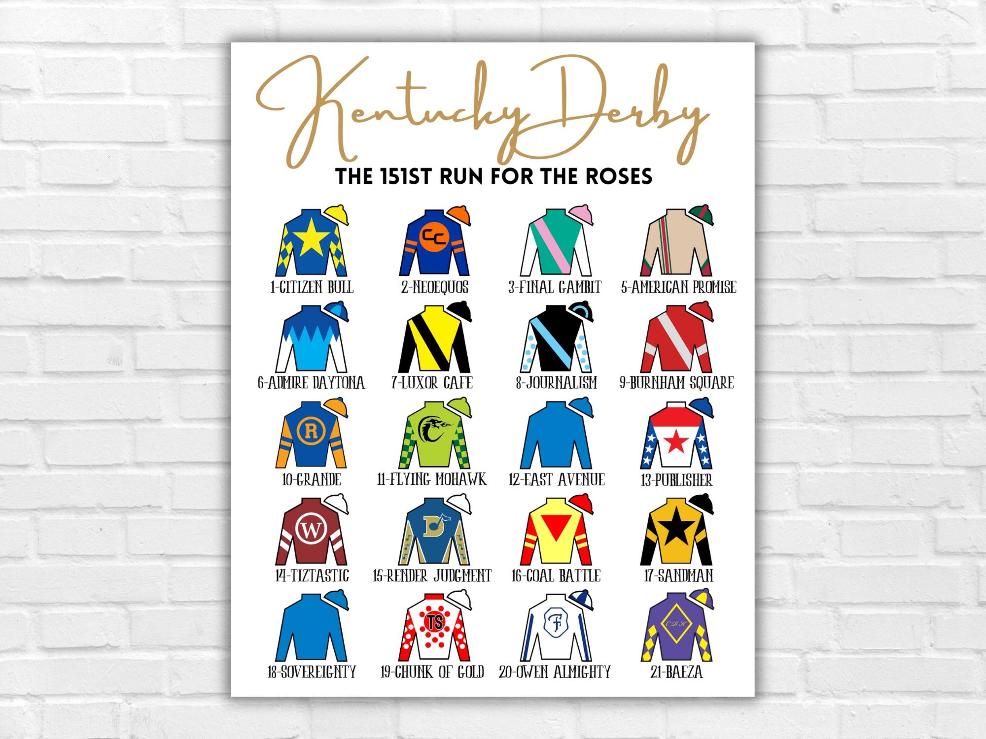 Kentucky Derby Horses List Etsy