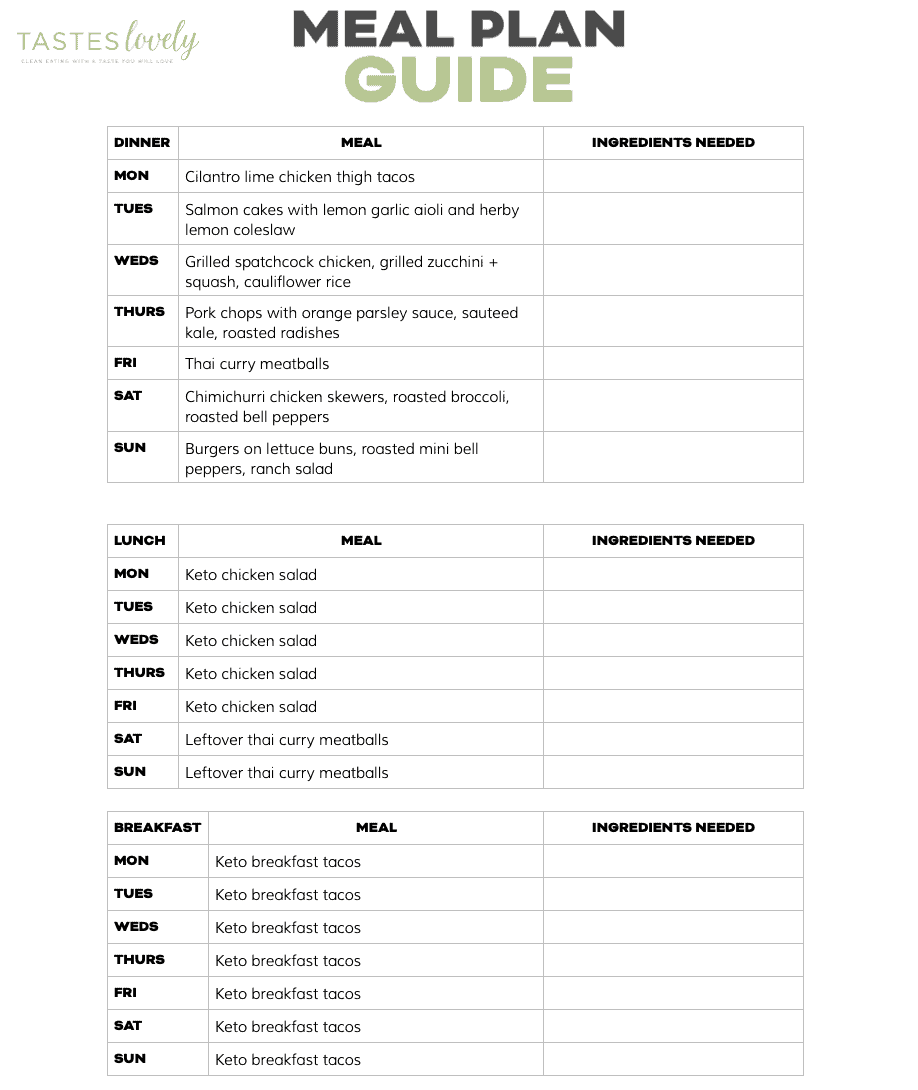 Keto Weekly Meal Plan Tastes Lovely