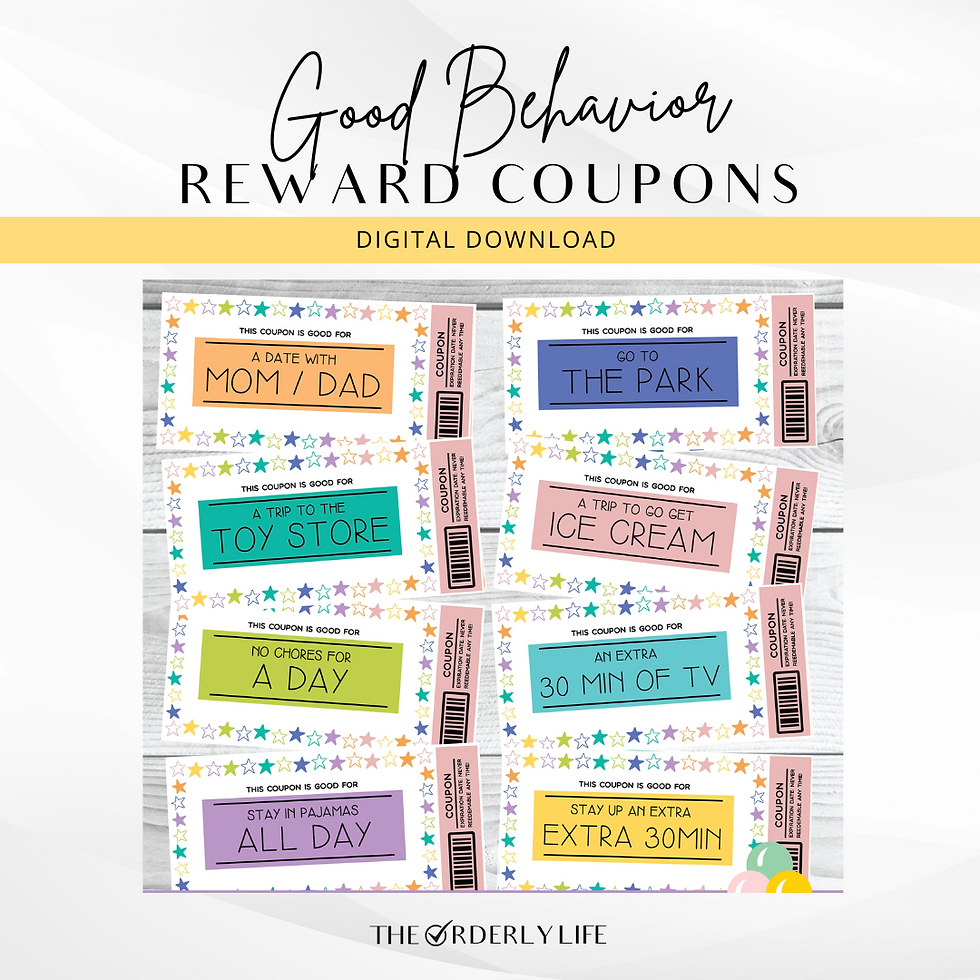 Kid s Reward Coupons Printable Instant Download The Orderly Life