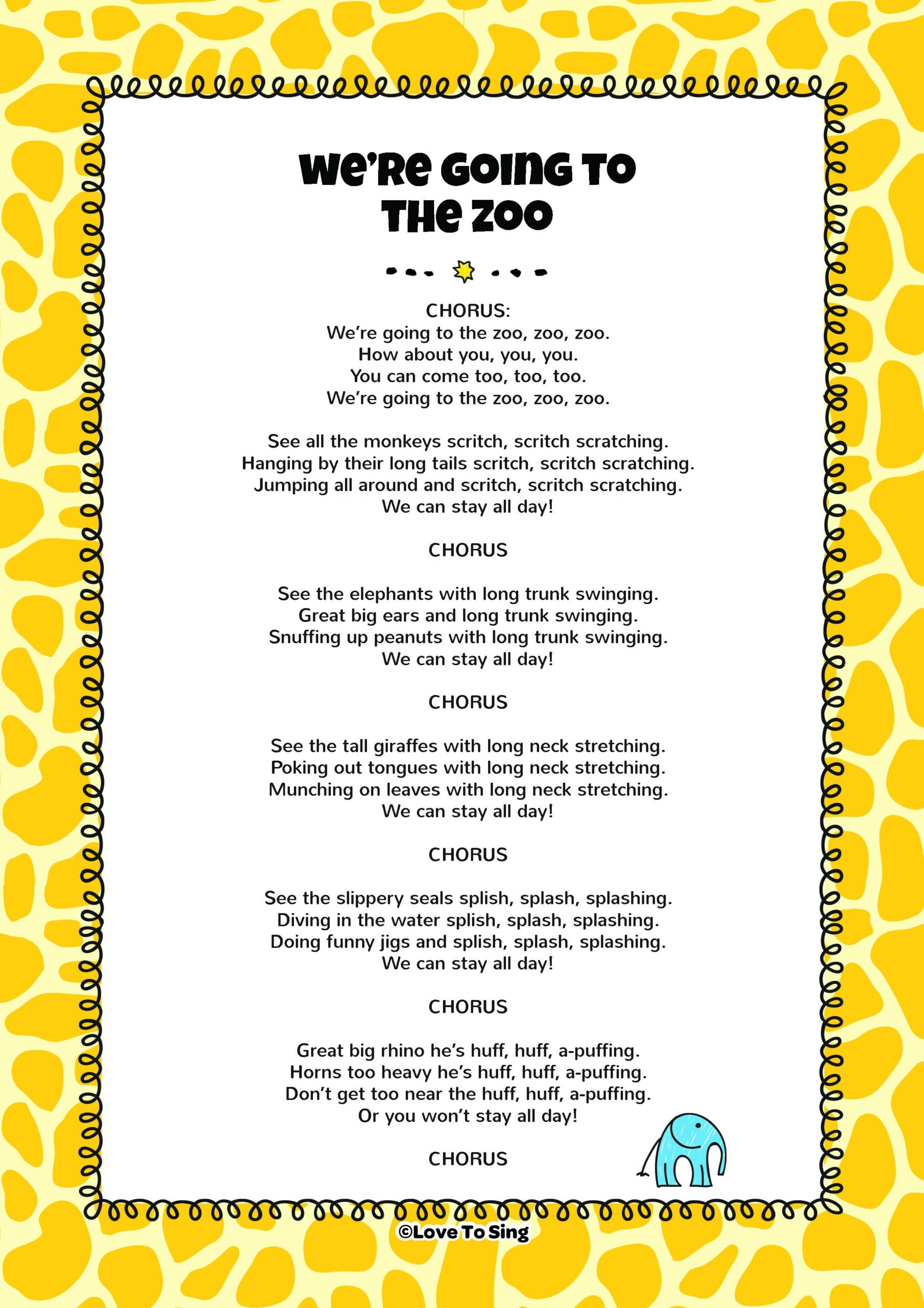 Kid s Song We re Going To The Zoo With Lyrics Kids Song Lyrics