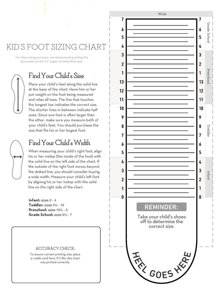 Kids Foot Sizer Chart Toddler U0026 Child Shoe Size Determiner 