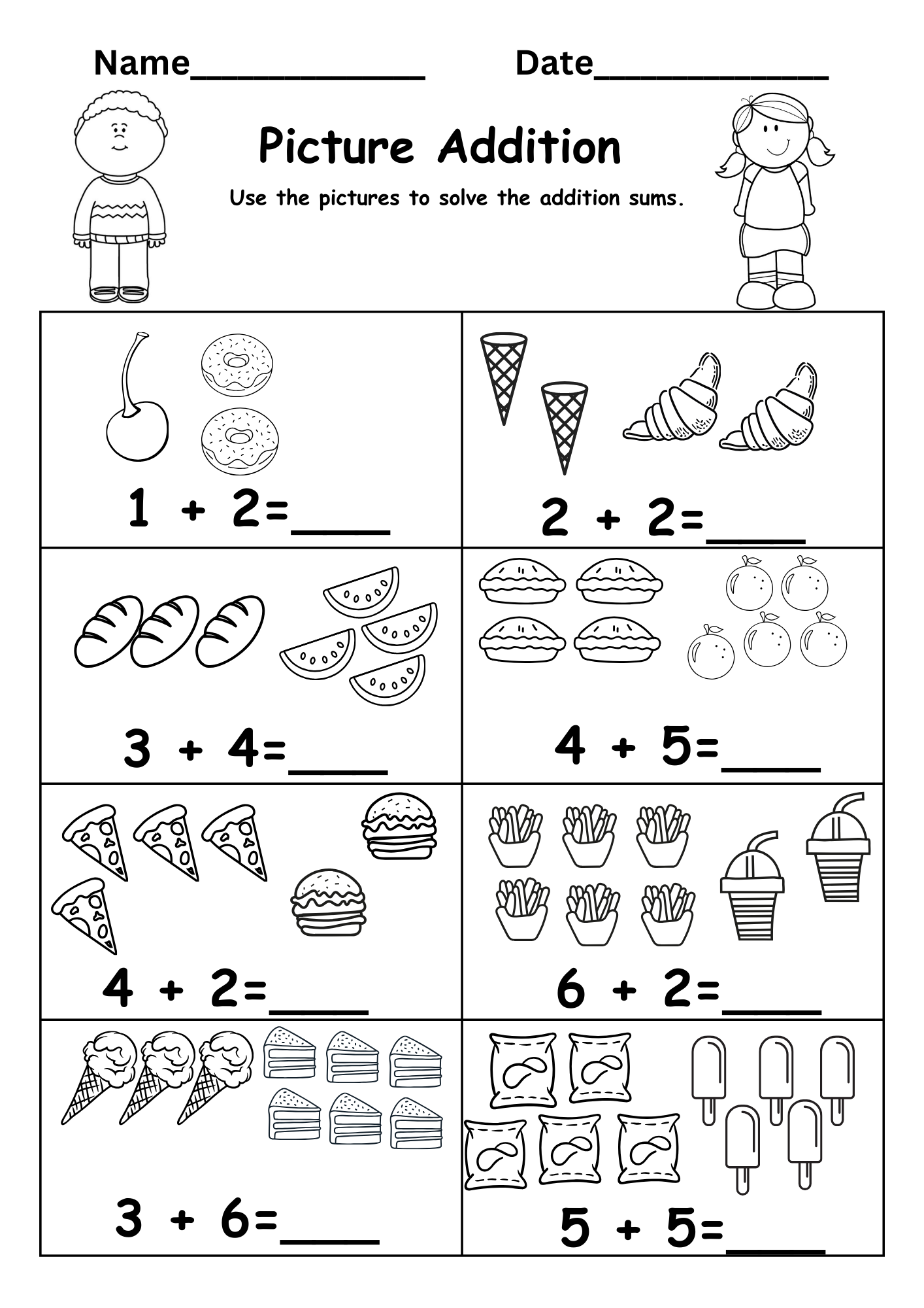 free printable addition with objects worksheets