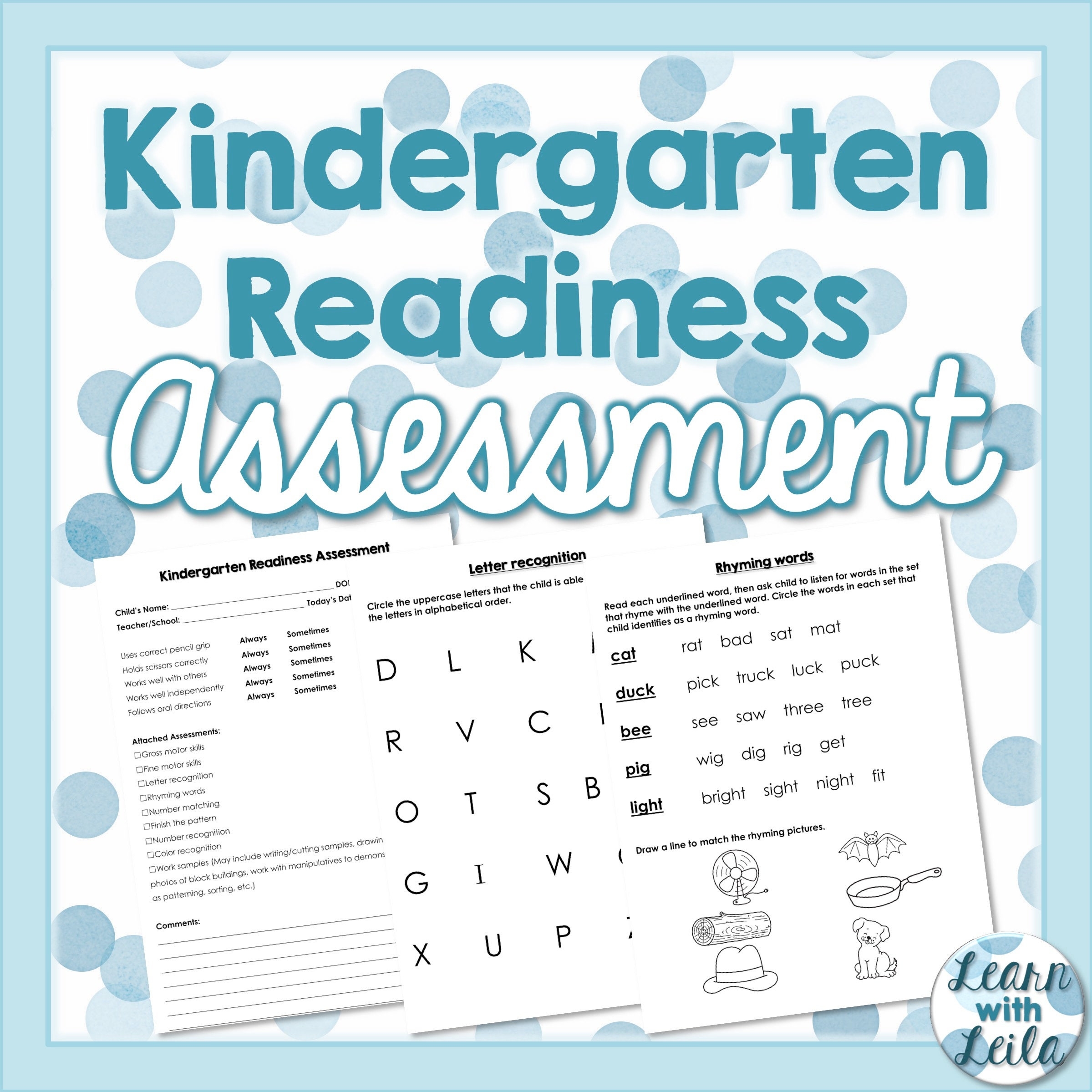 kindergarten readiness test printable