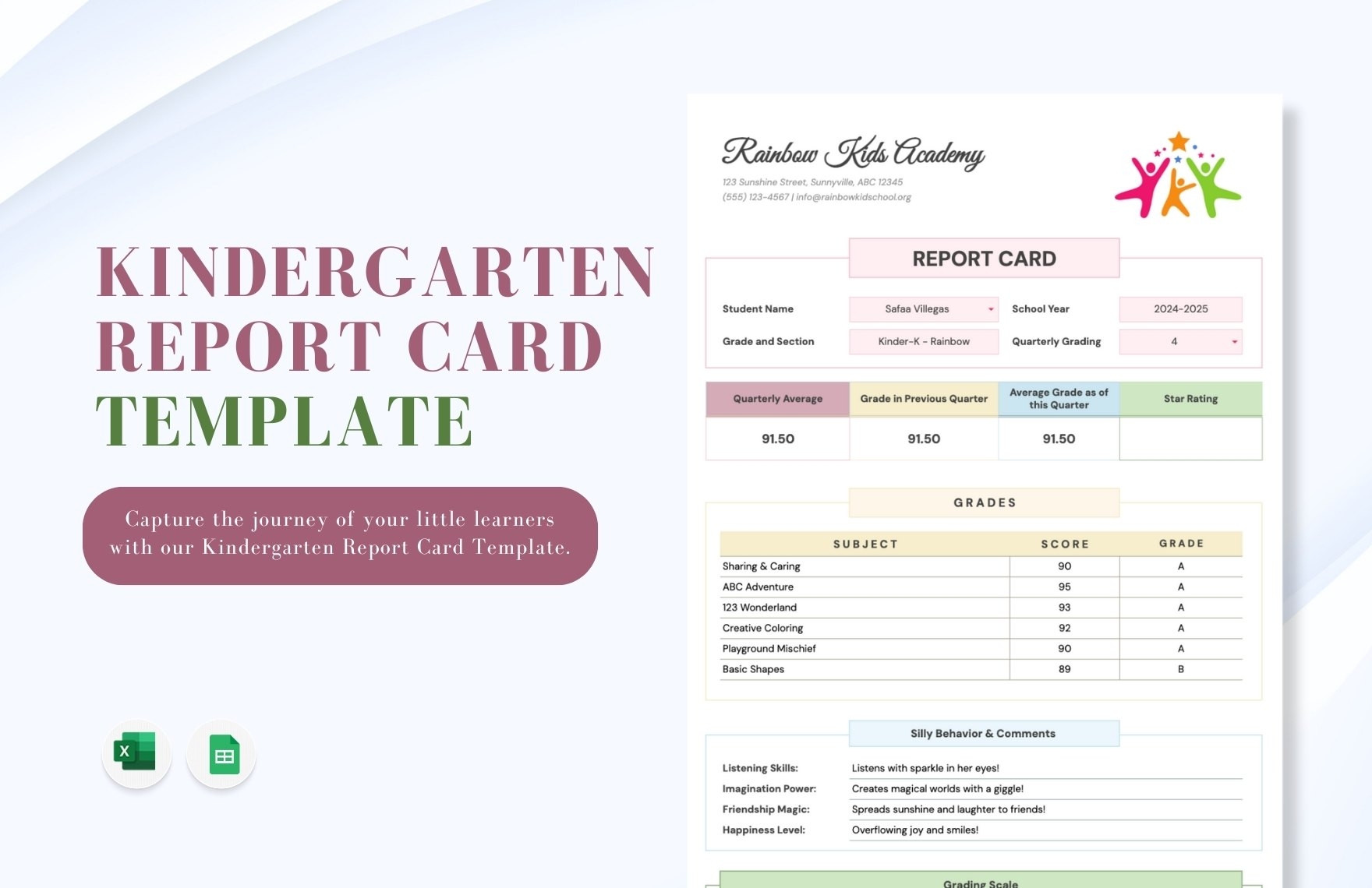 Kindergarten Report Card Template In Excel Google Sheets Download Template Kindergarten Report Card Template In Excel Google Sheets Download Template