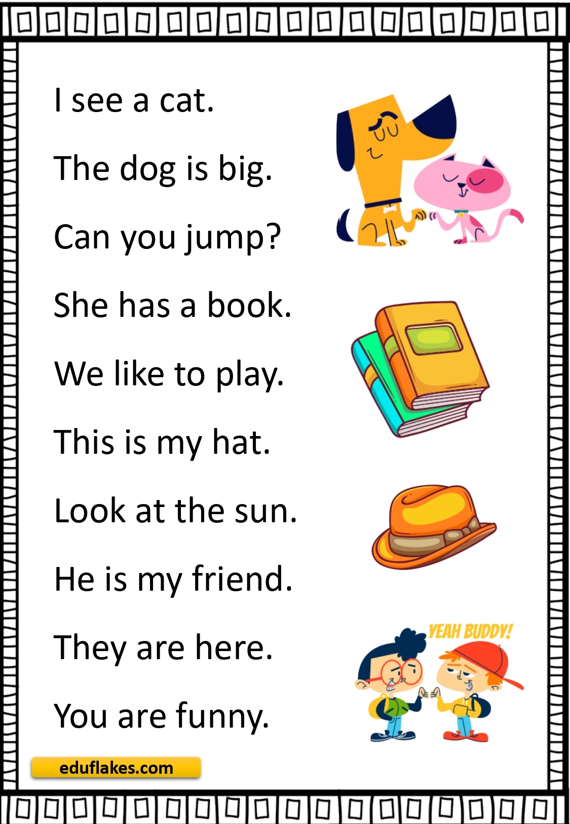 Kindergarten Sight Words Sentences Free PDF Eduflakes