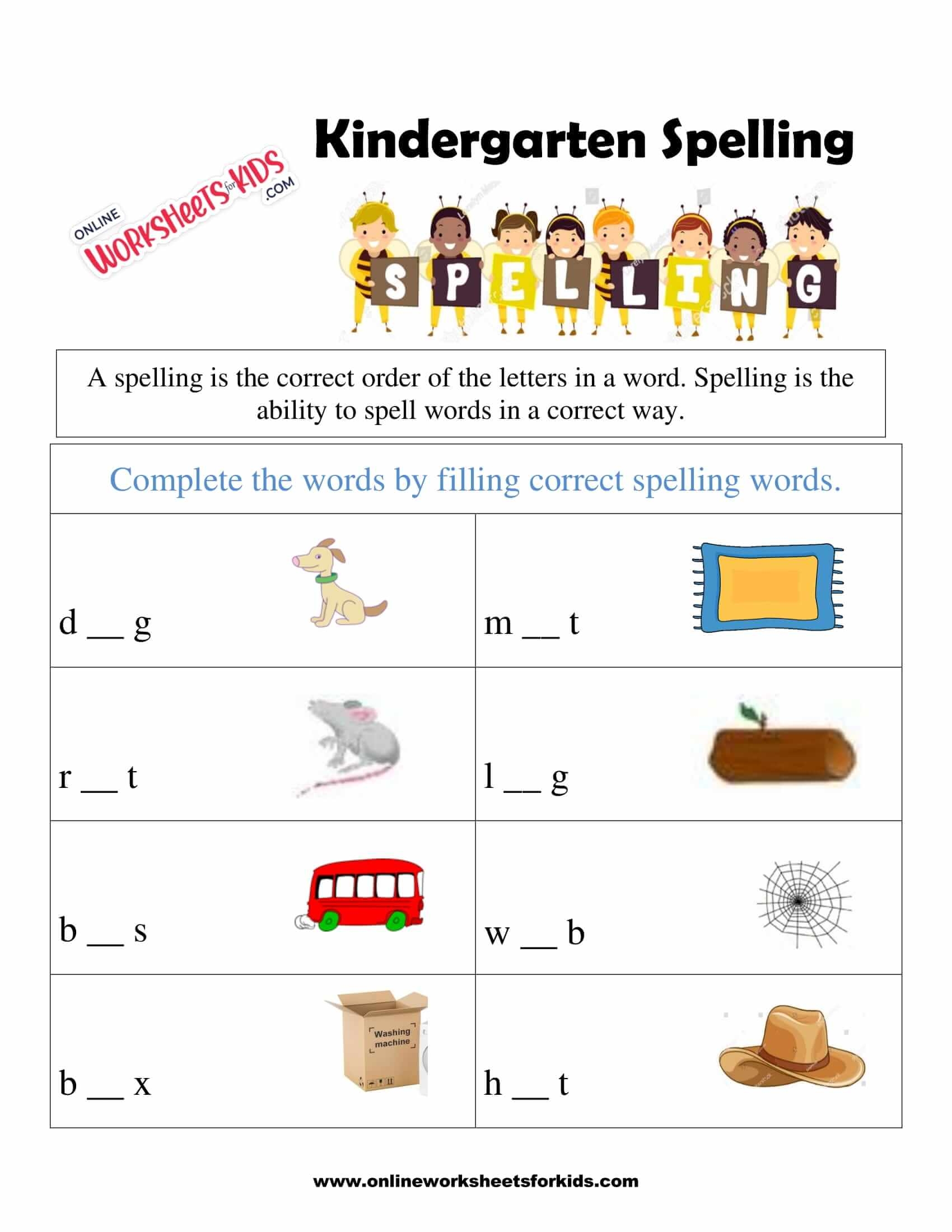 Kindergarten Spelling Words Worksheets 15 Worksheets Worksheets Library