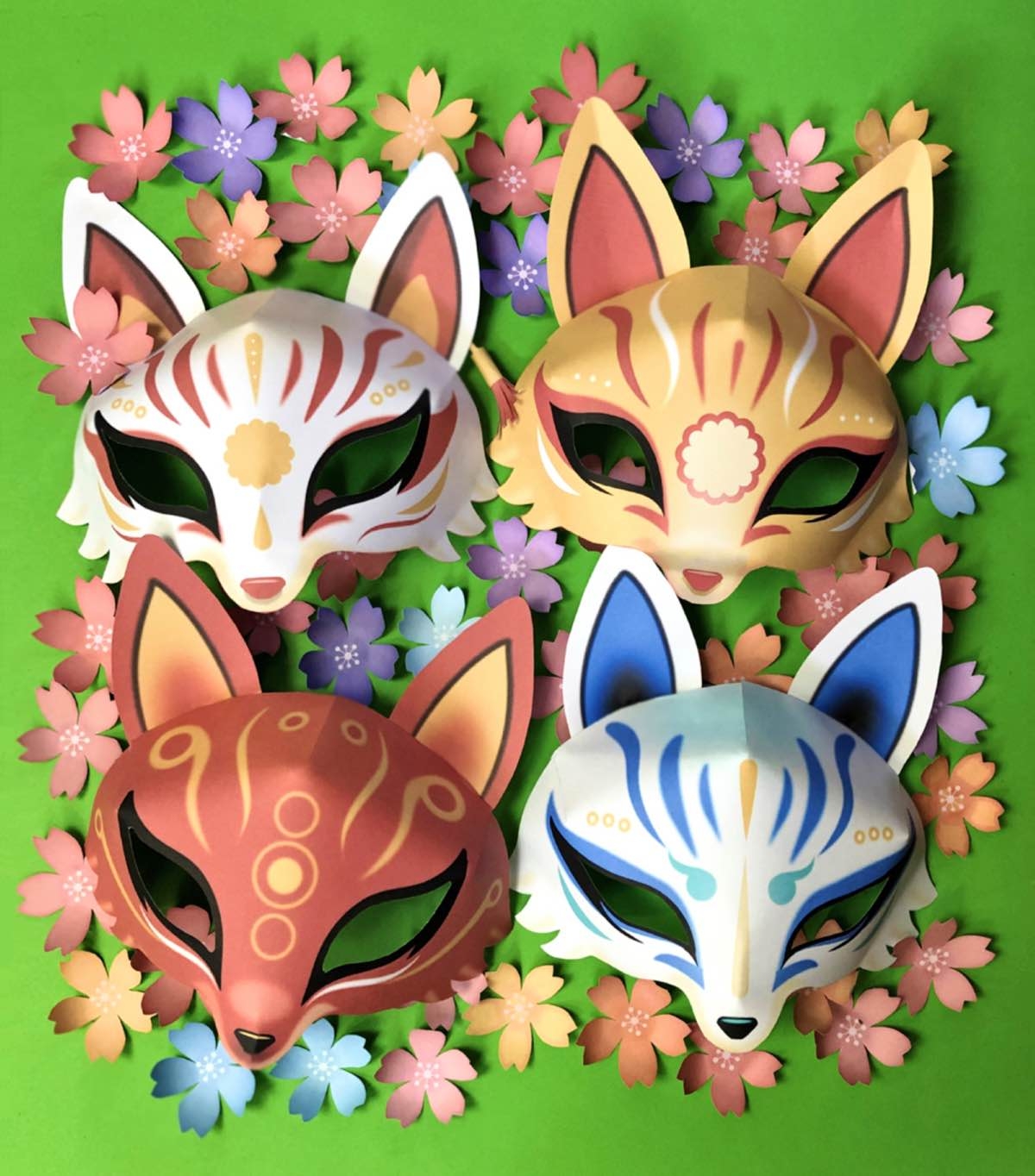 Kitsune Fox Mask Template Tutorial Worksheet