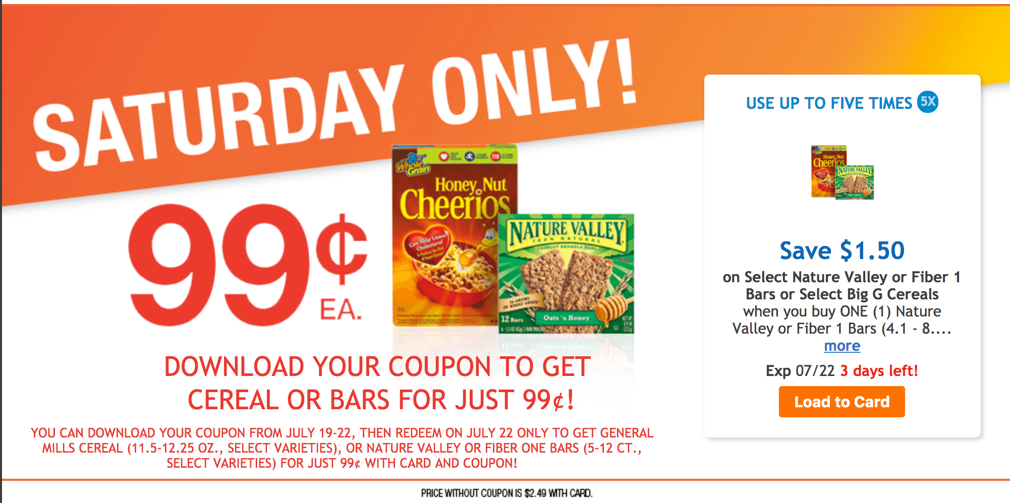 Kroger One Day Sale General Mills Cereal And Nature Valley Fiber 