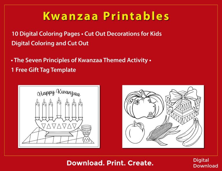 Kwanzaa Activity Printables 10 Digital Coloring Pages Decorations For Kids Cut Out Games The Seven Principles Of Kwanzaa Download Etsy