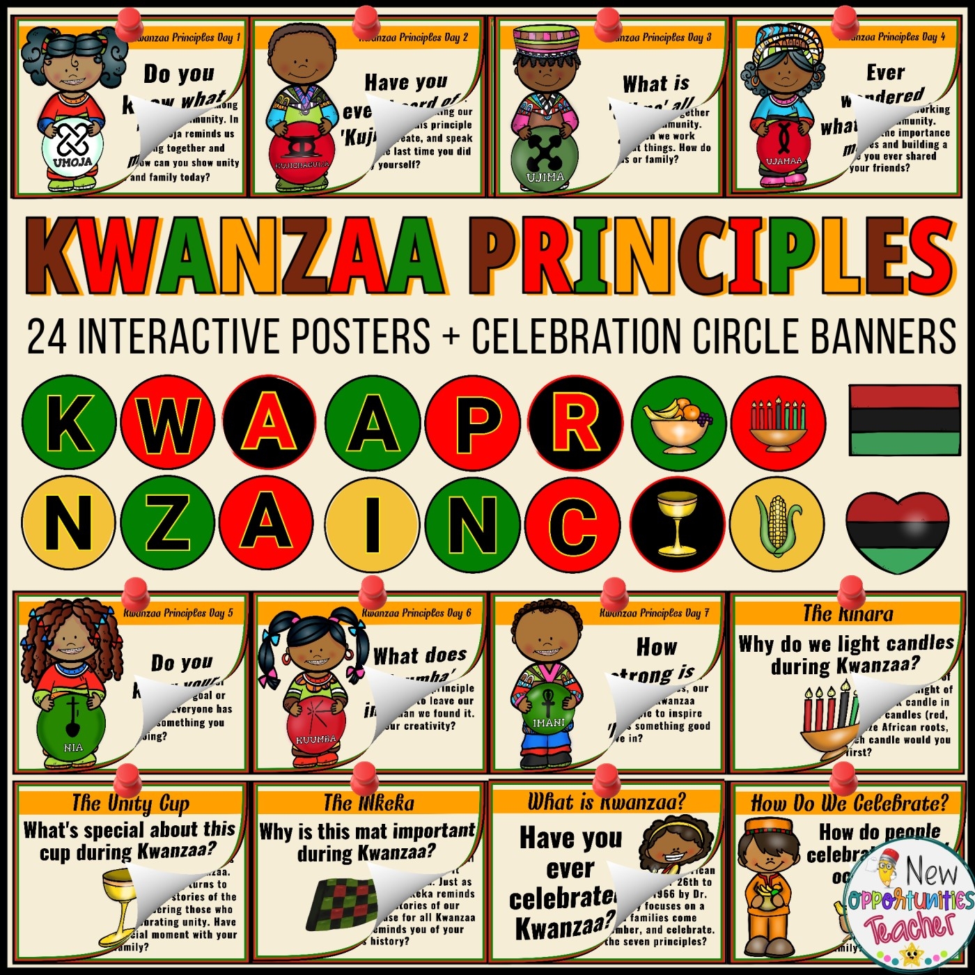 Kwanzaa Principles Interactive Bulletin Board Kit Kwanzaa Interactive Posters Made By Teachers