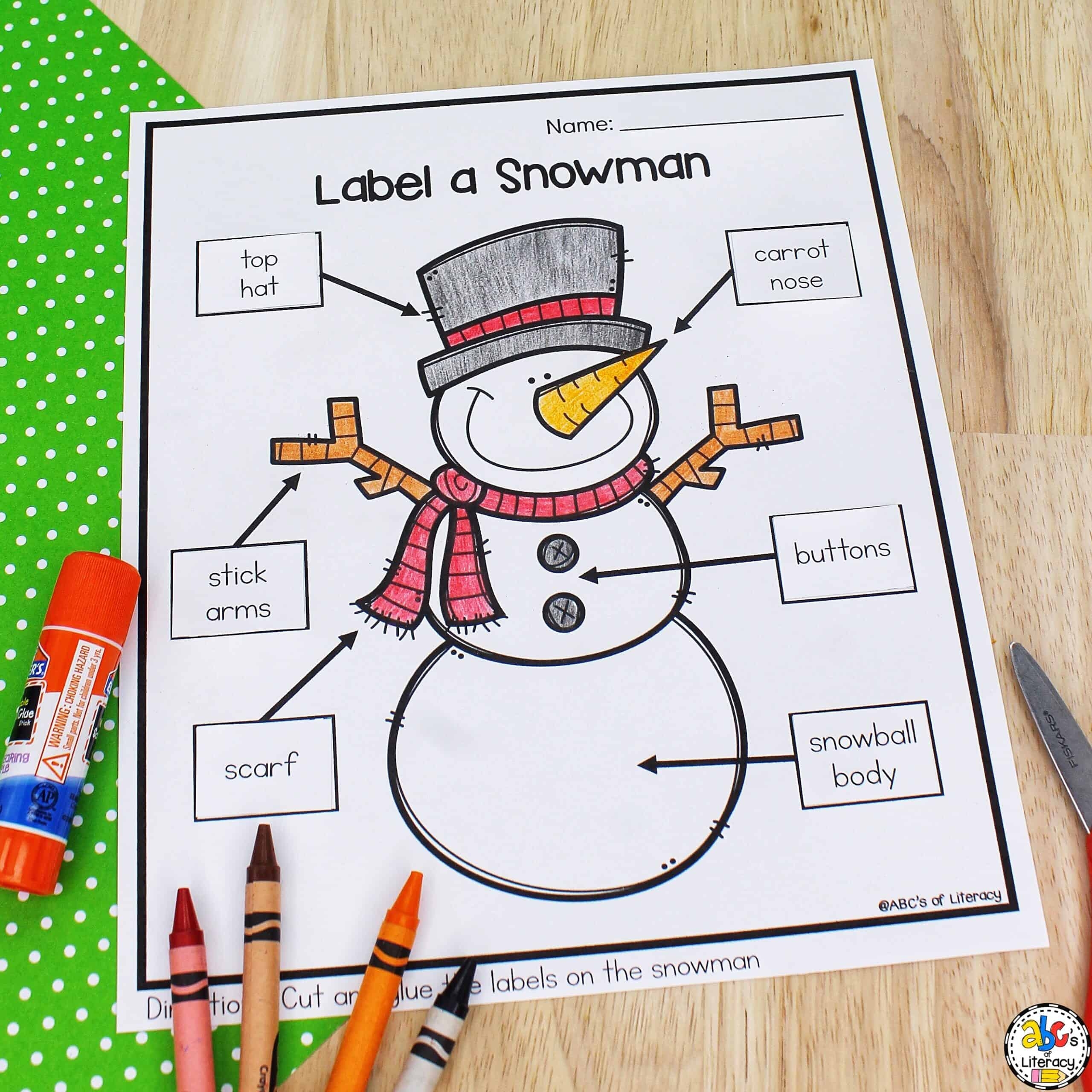 Label A Snowman Cut And Paste Preschool Worksheet Label A Snowman Cut And Paste Preschool Worksheet