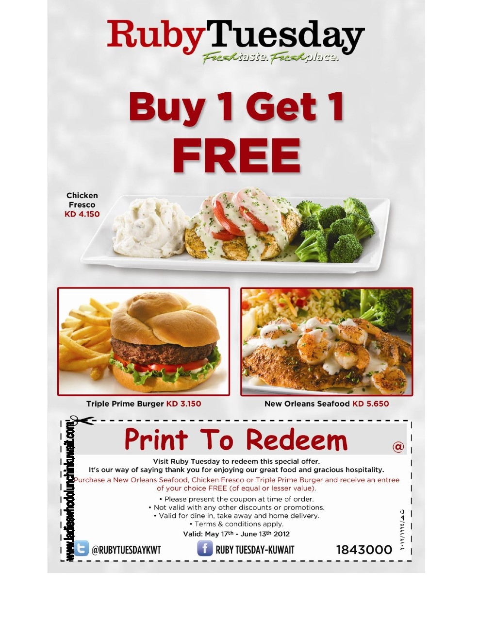 Ladies Who Do Lunch In Kuwait Ruby Tuesday s Buy 1 Get 1 FREE 