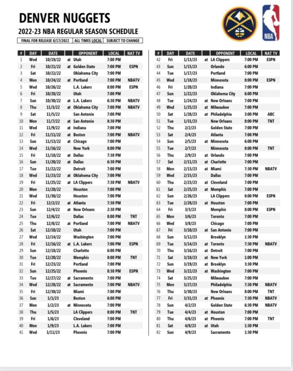 Lakers Clippers schedule PDF Worksheets Library