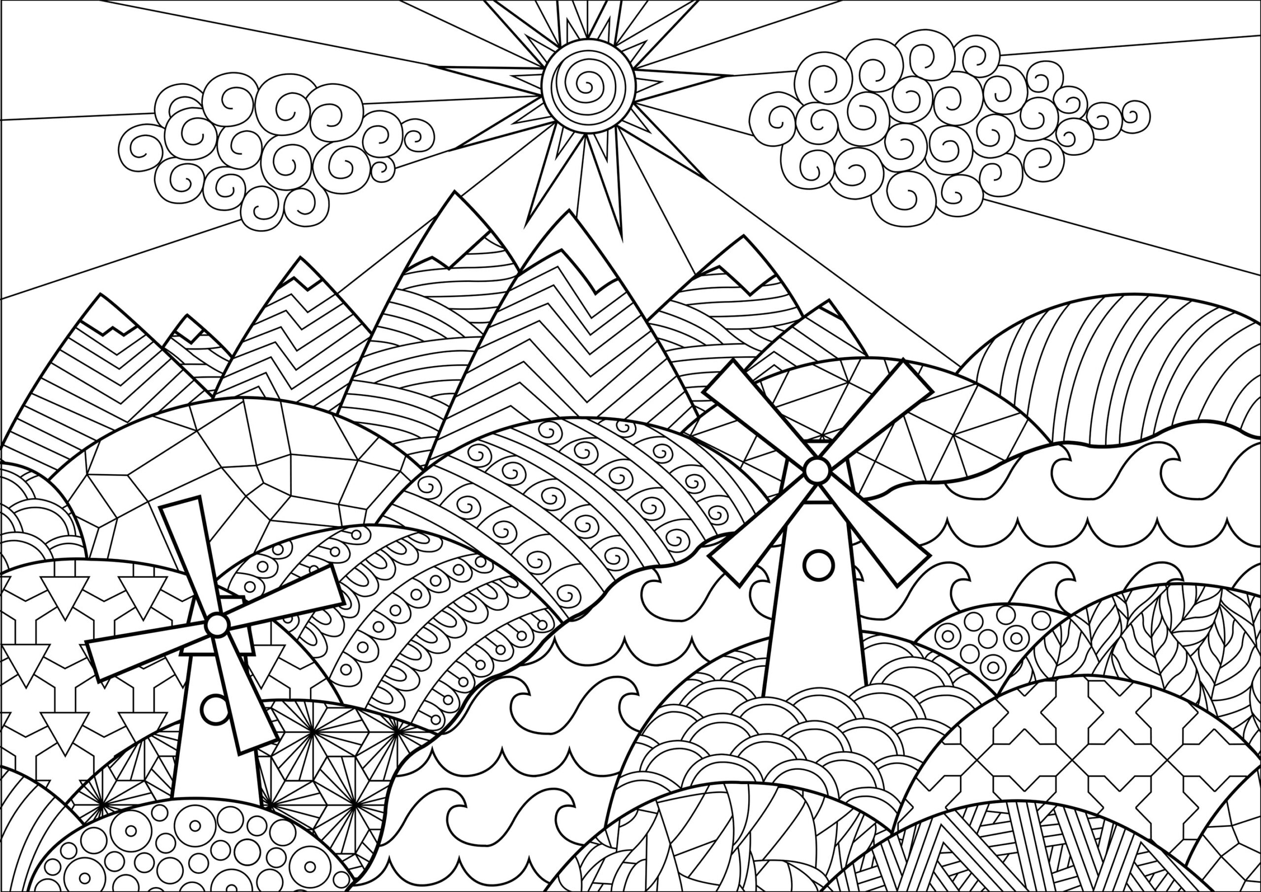 free printable landscape coloring pages for adults