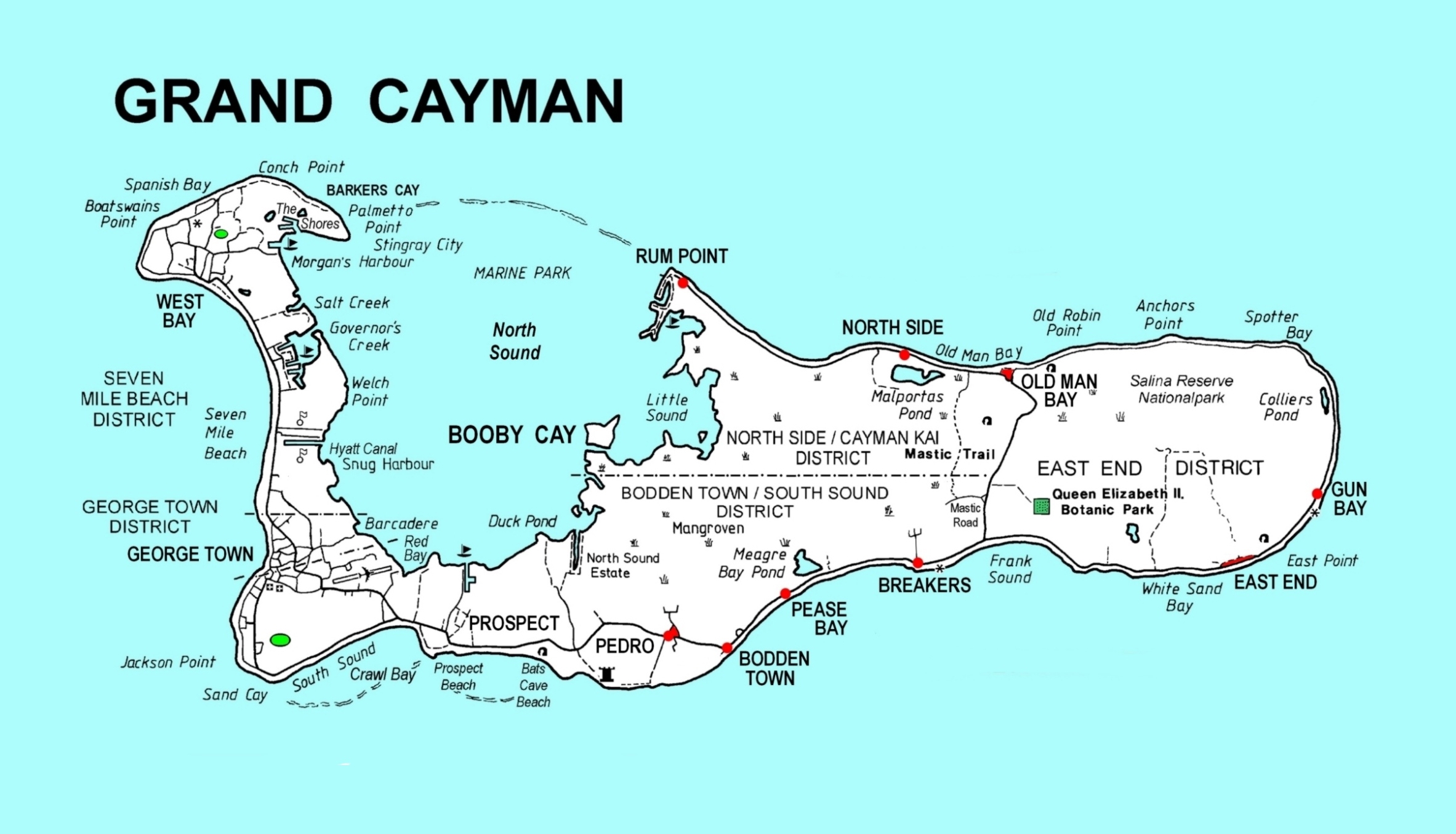 Large Detailed Map Of Grand Cayman With Roads And Other Marks Cayman Islands North America Mapsland Maps Of The World