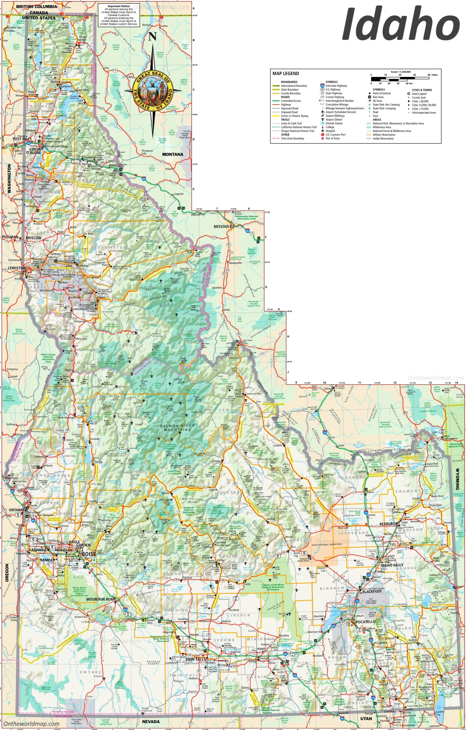 printable map of idaho