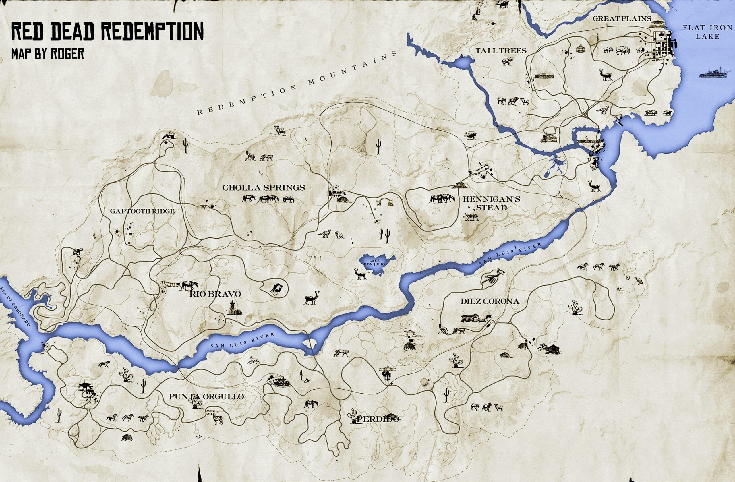 red dead redemption 2 printable map