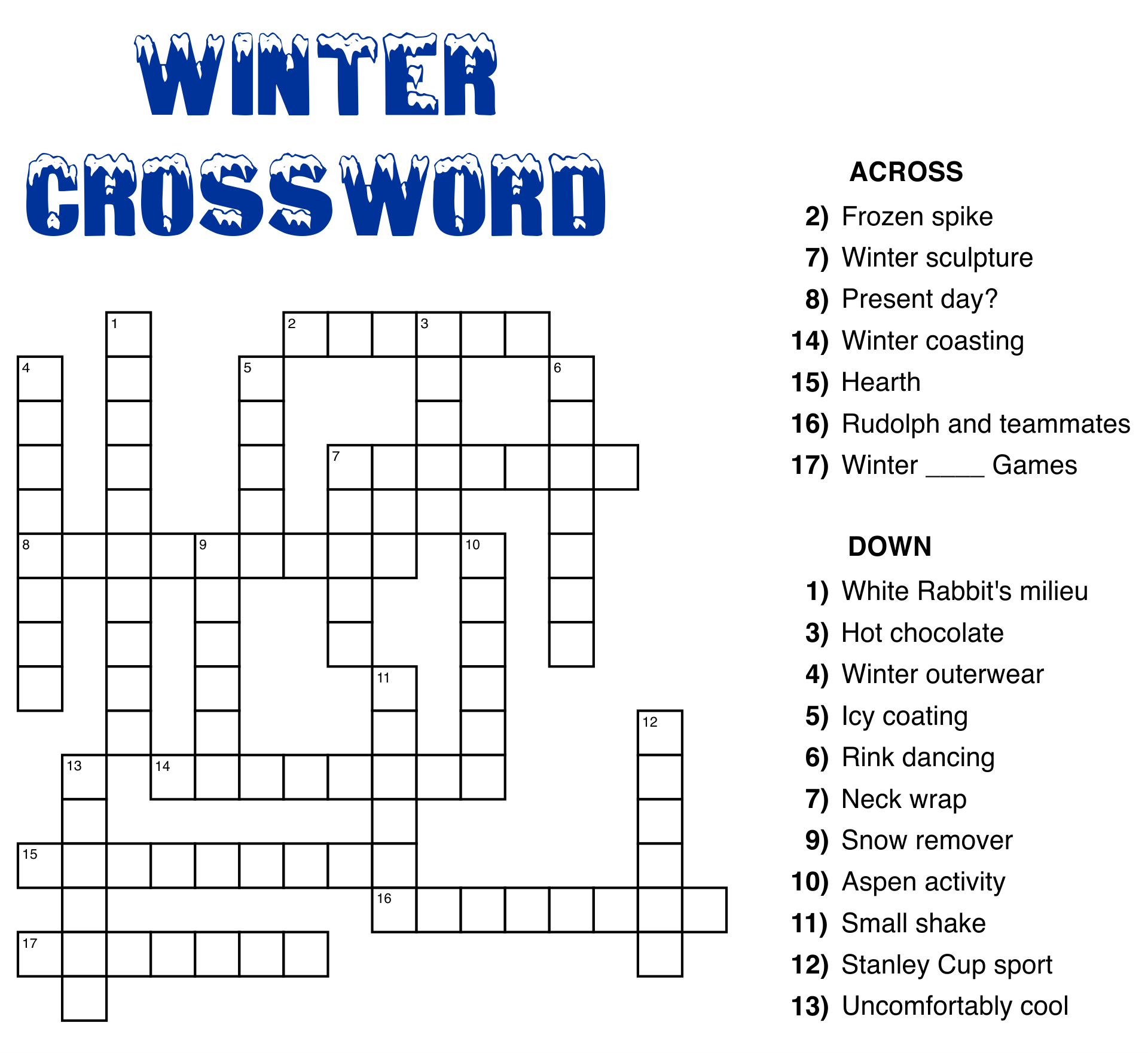 easy printable crossword puzzles for adults