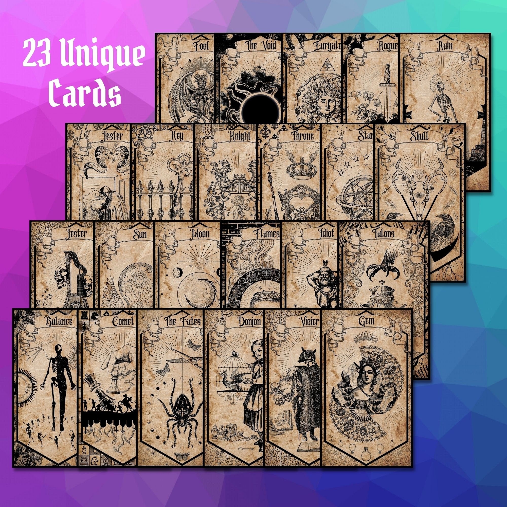 Large Size Aged Deck Of Many Things Full Color Printable For 