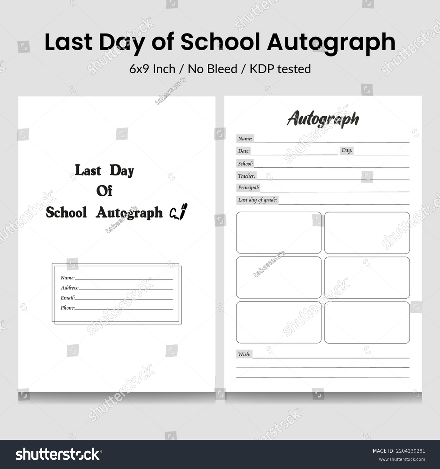 Last Day School Autograph Log Book Stock Vector Royalty Free 2204239281 Shutterstock