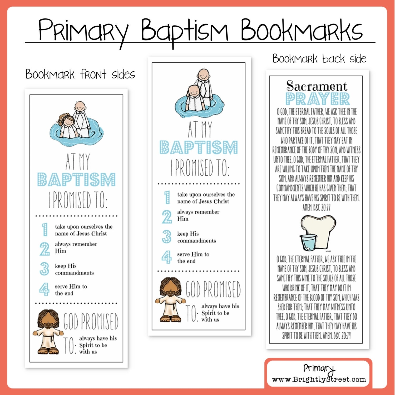 Latter day Saints Baptism Bookmark Gift Idea