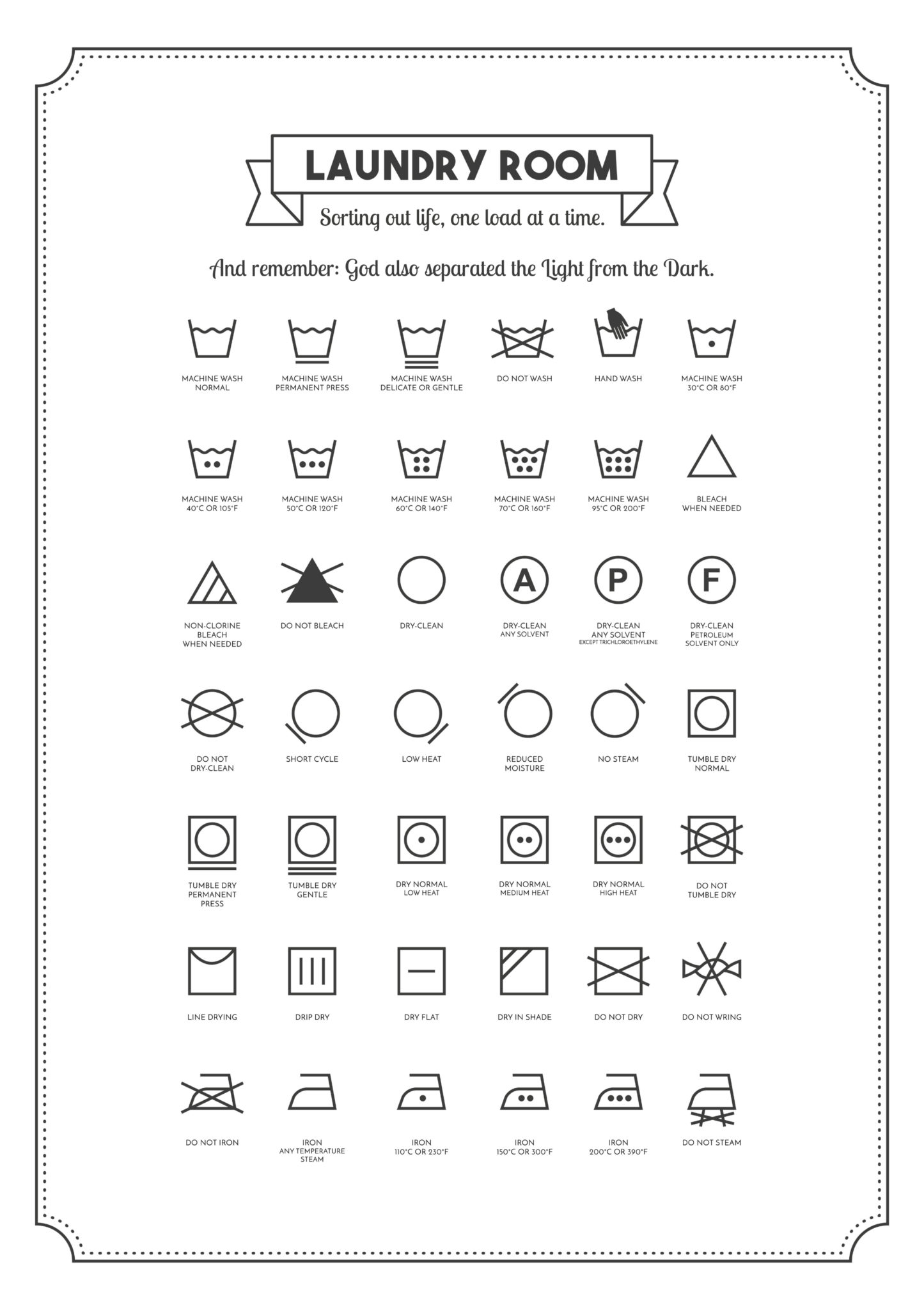 free printable laundry signs