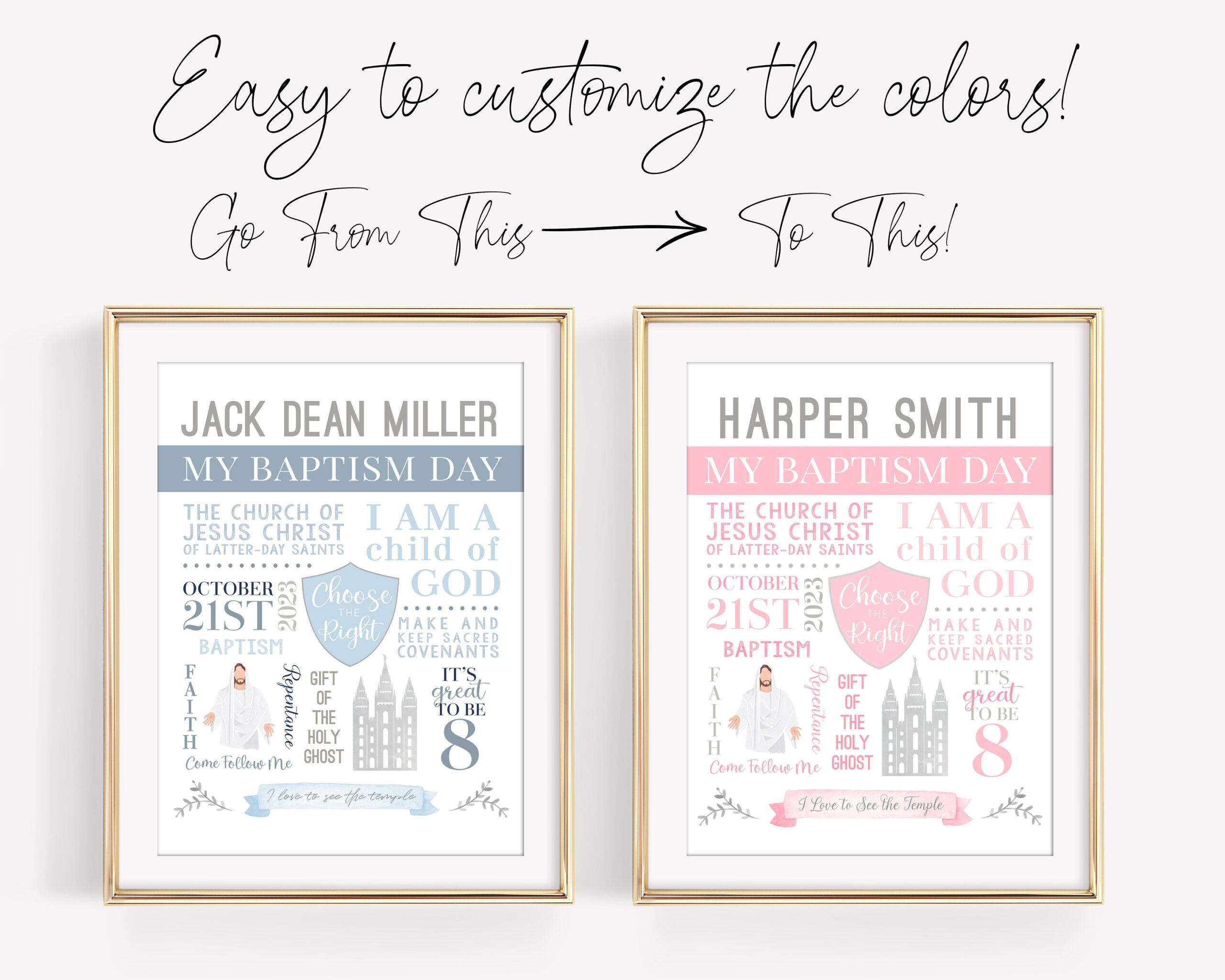 LDS Baptism Printable LDS Baptism Gift Boys Baptism Keepsake Baptism Sign Subway Word Art Printable Choose The Right CTR Corjl