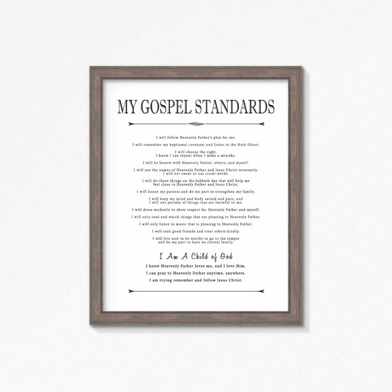 Lds gospel Standards multiple Size Choice Printable black Text baptism Gift mormon activity Days scouts Etsy