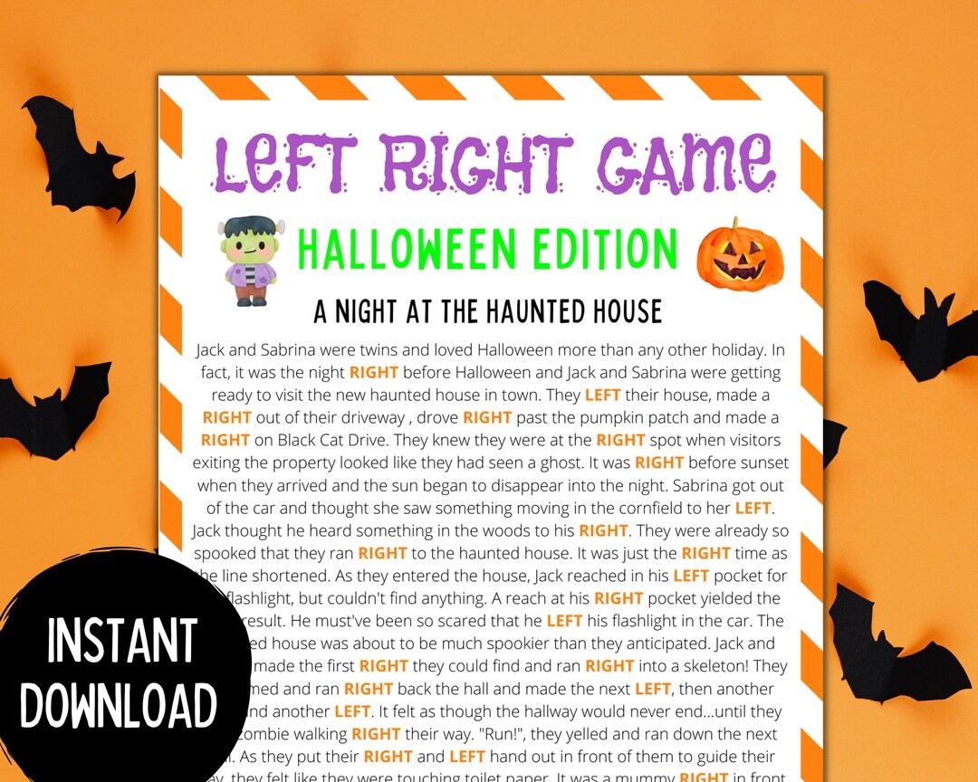 Left Right Halloween Left Right Game Pass The Gift Halloween Right Left Game Pass The Prize Halloween Funny Halloween Games Etsy