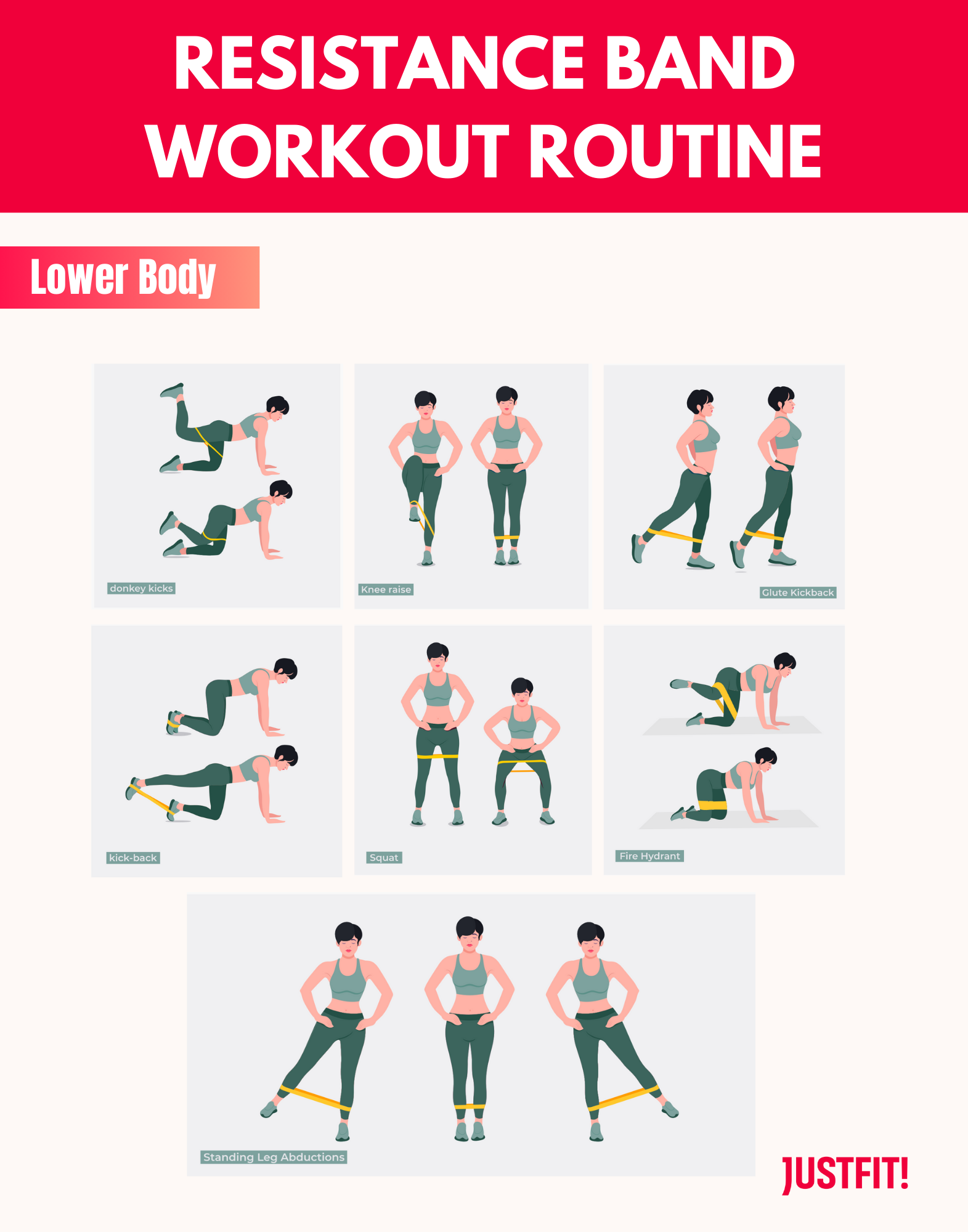 Leg Exercises Resistance Bands With Handles Exercises For Beginners Printable Resistance Band Exercises For Easy Workouts At Home 