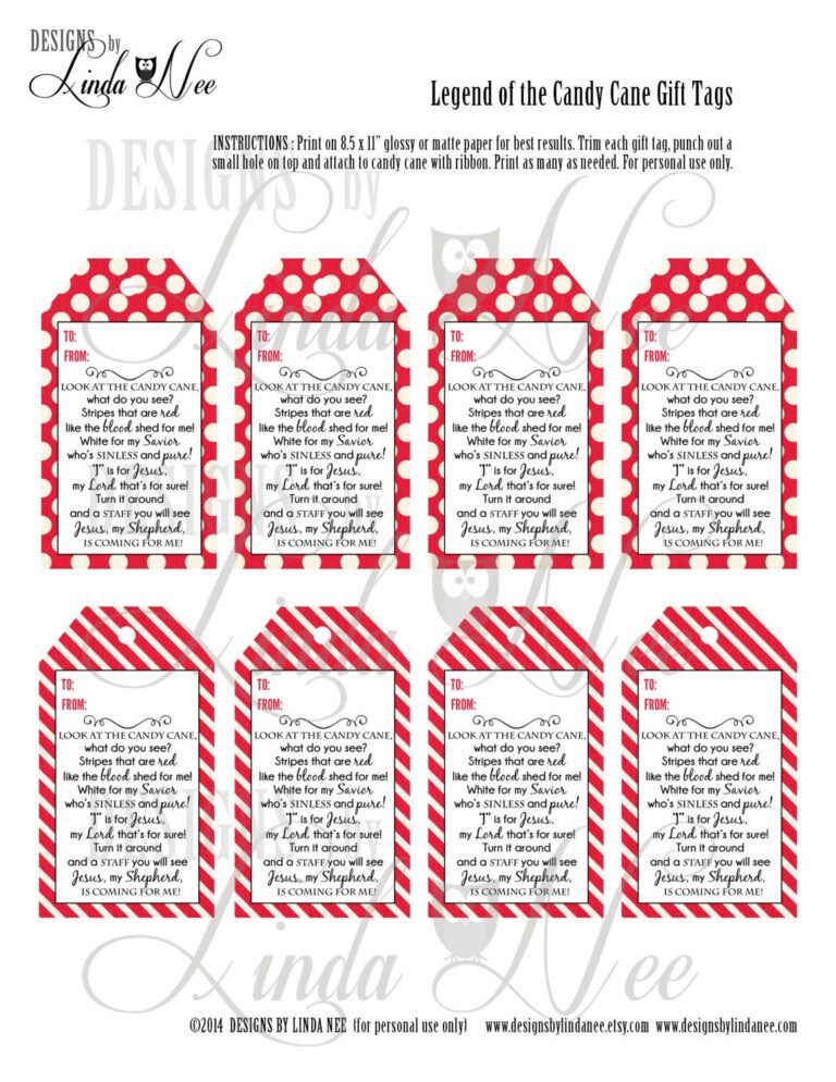 Legend Of The Candy Cane Gift Tag Card For Witnessing At 