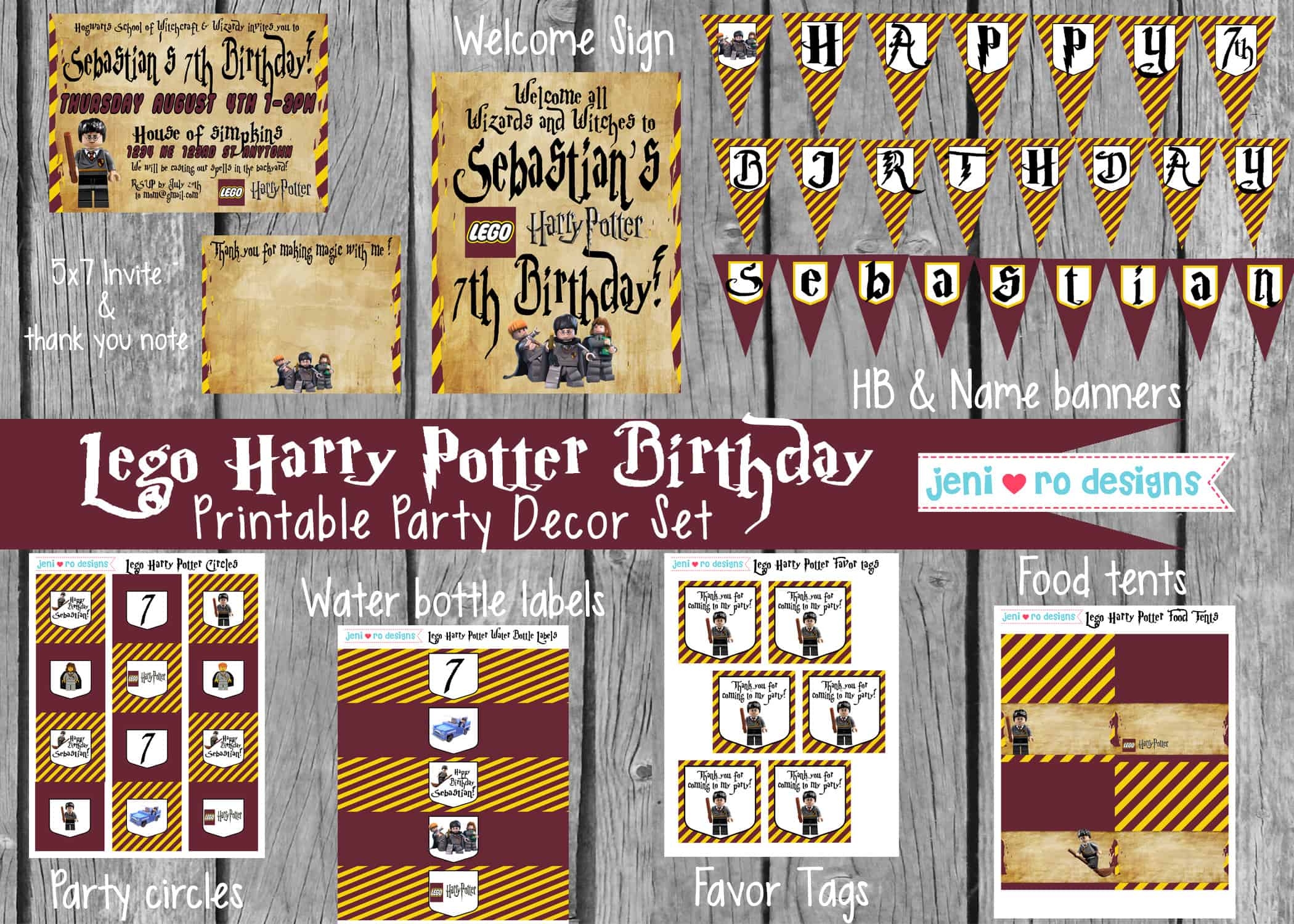 Lego Harry Potter Birthday Party Printable Set Lego Harry Potter Birthday Party Printable Set