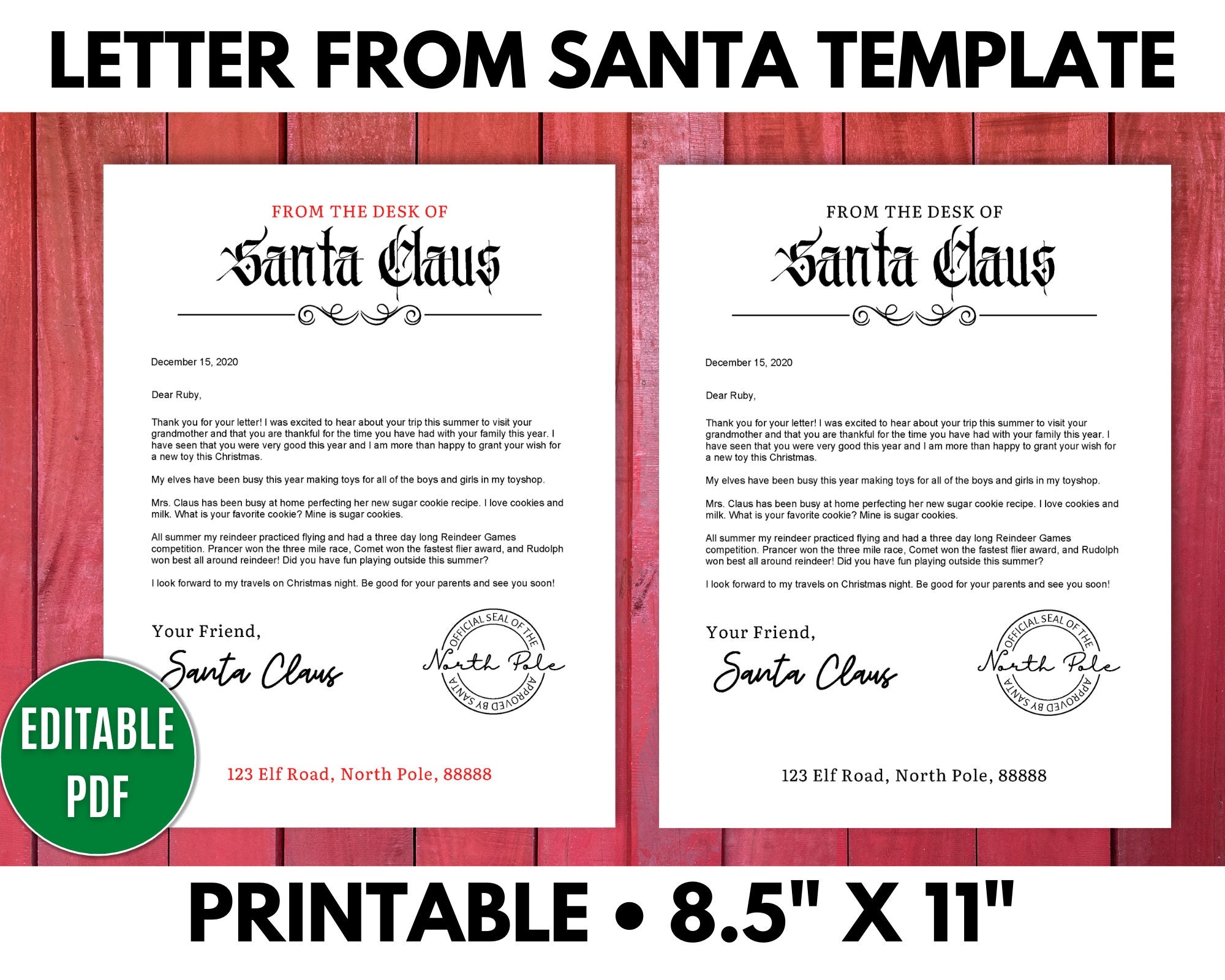 printable letters from santa 2020