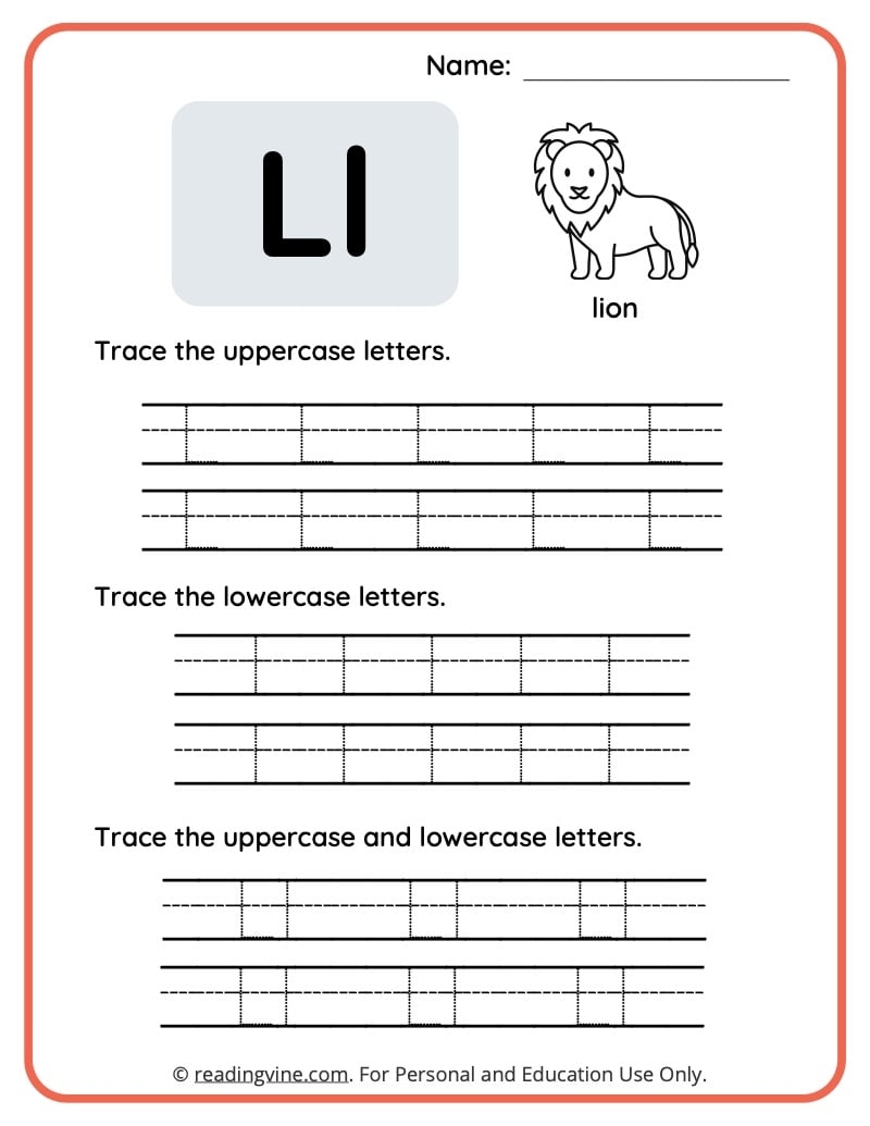letter l free printable worksheets